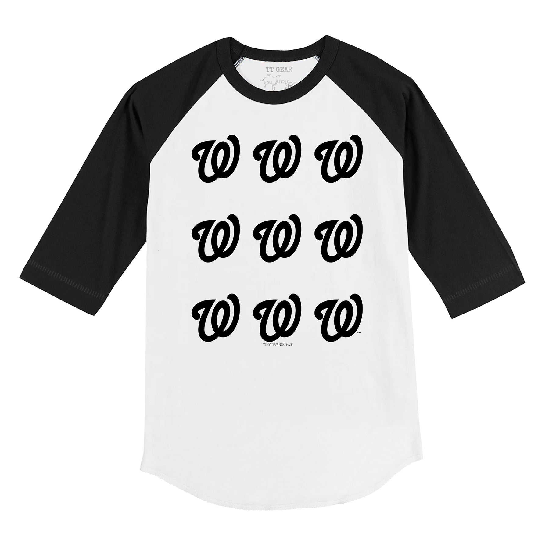 Washington Nationals Logo Grid 3/4 Black Sleeve Raglan