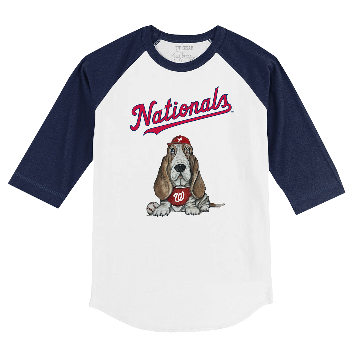 Washington Nationals Puddy 3/4 Navy Blue Sleeve Raglan - Tiny Turnip