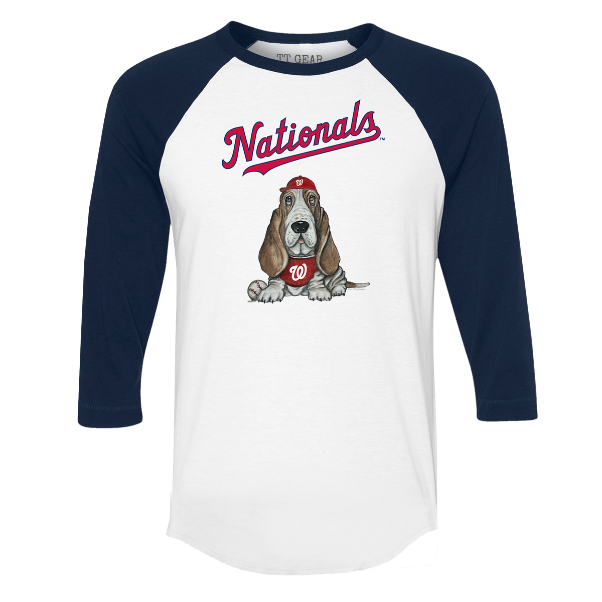 Washington Nationals Puddy 3/4 Navy Blue Sleeve Raglan - Tiny Turnip