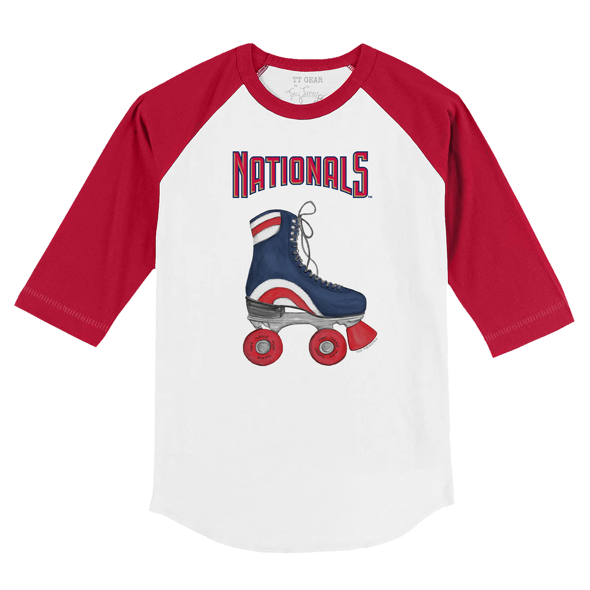 Washington Nationals Retro Skate 3/4 Red Sleeve Raglan
