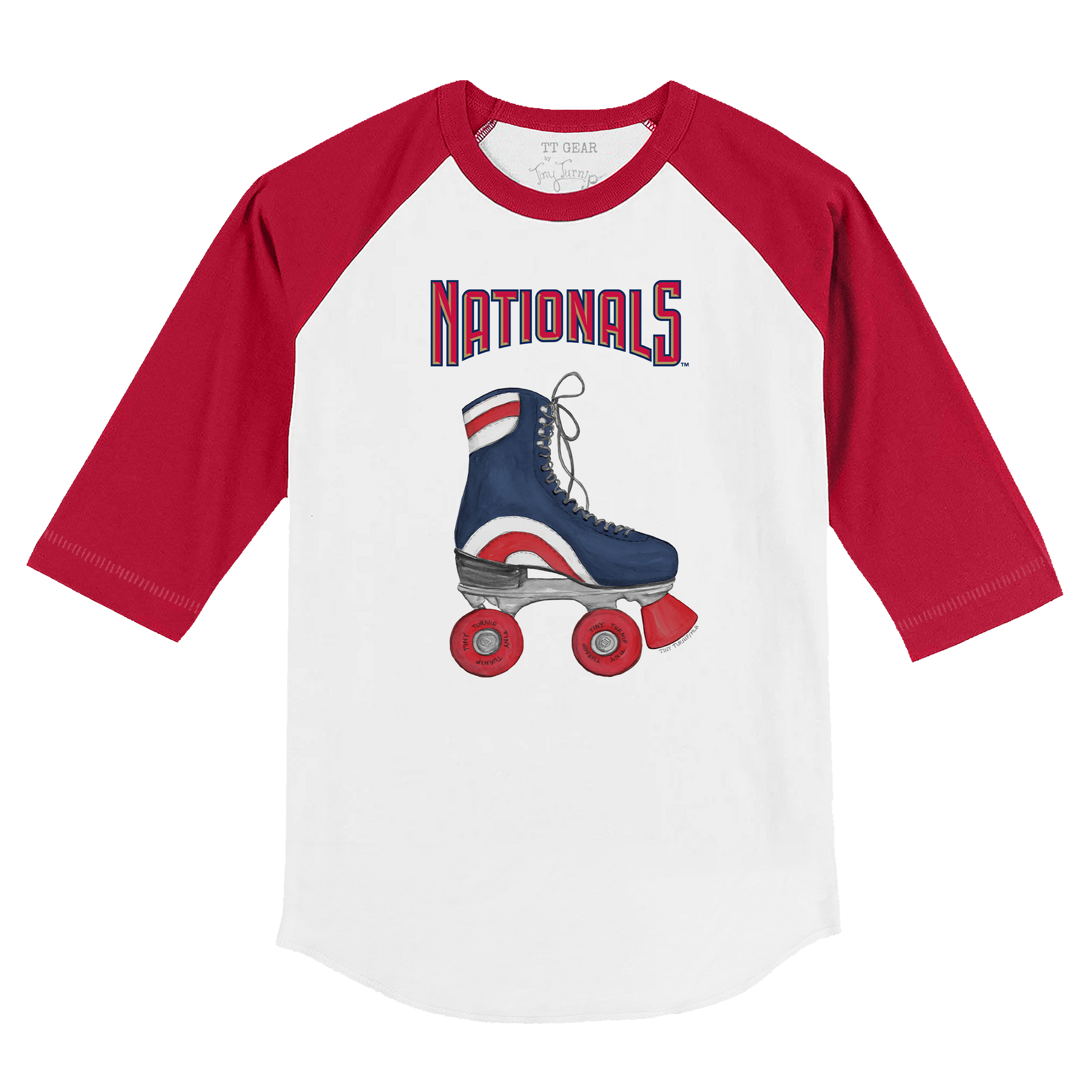 Washington Nationals Retro Skate 3/4 Red Sleeve Raglan