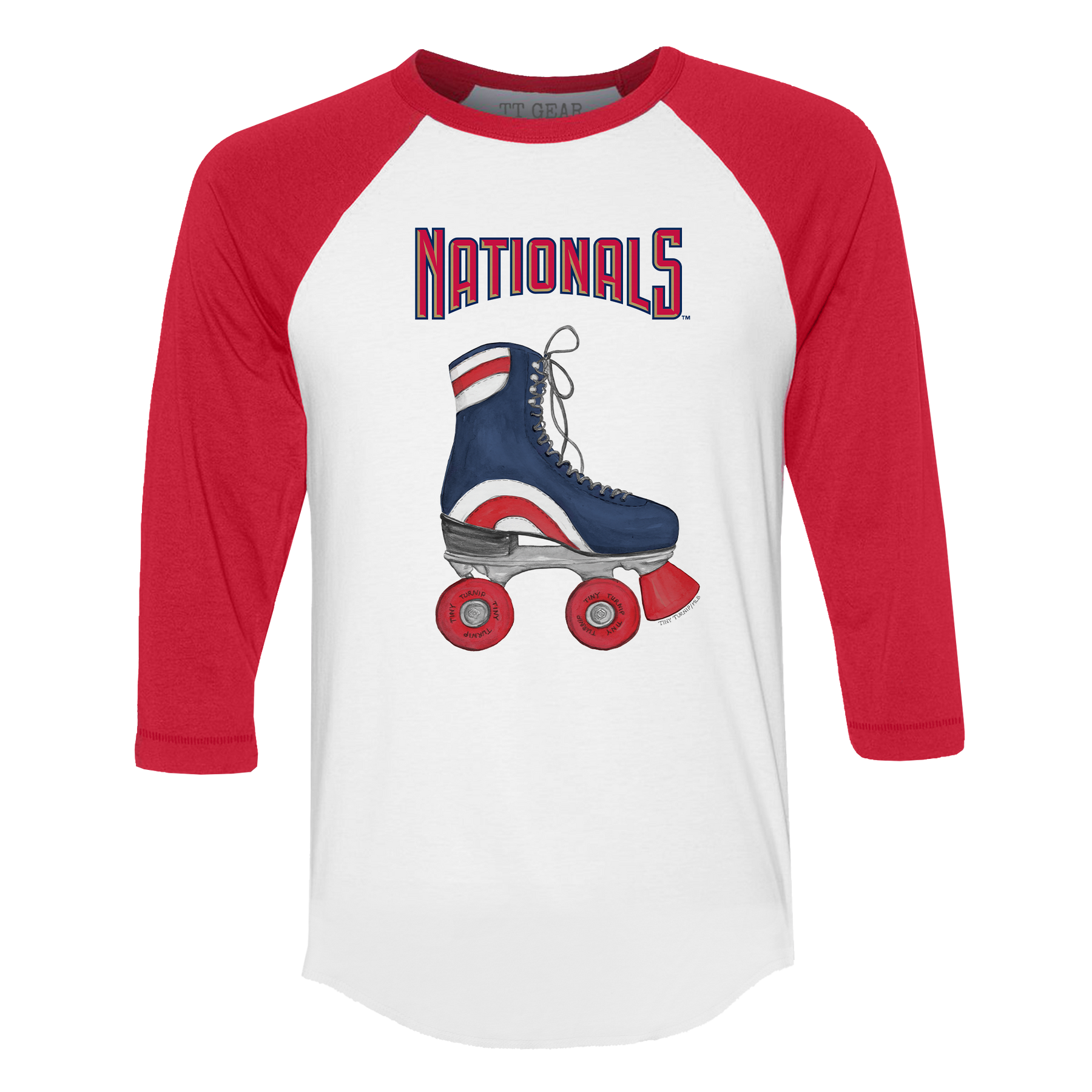 Washington Nationals Retro Skate 3/4 Red Sleeve Raglan