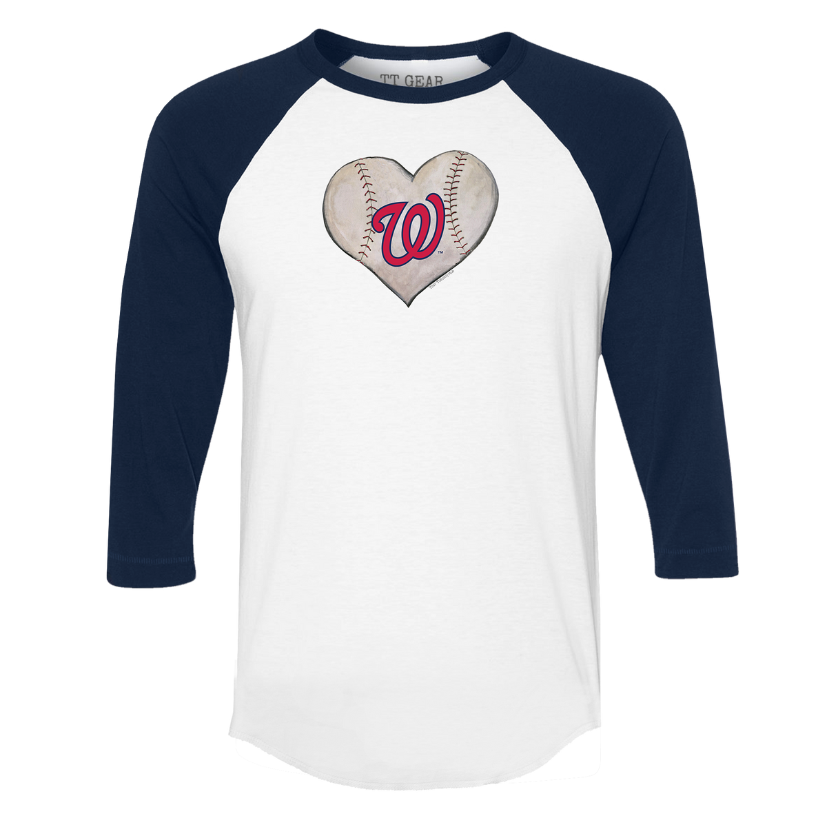 Washington Nationals Stitched Heart 3/4 Navy Blue Sleeve Raglan - Tiny Turnip