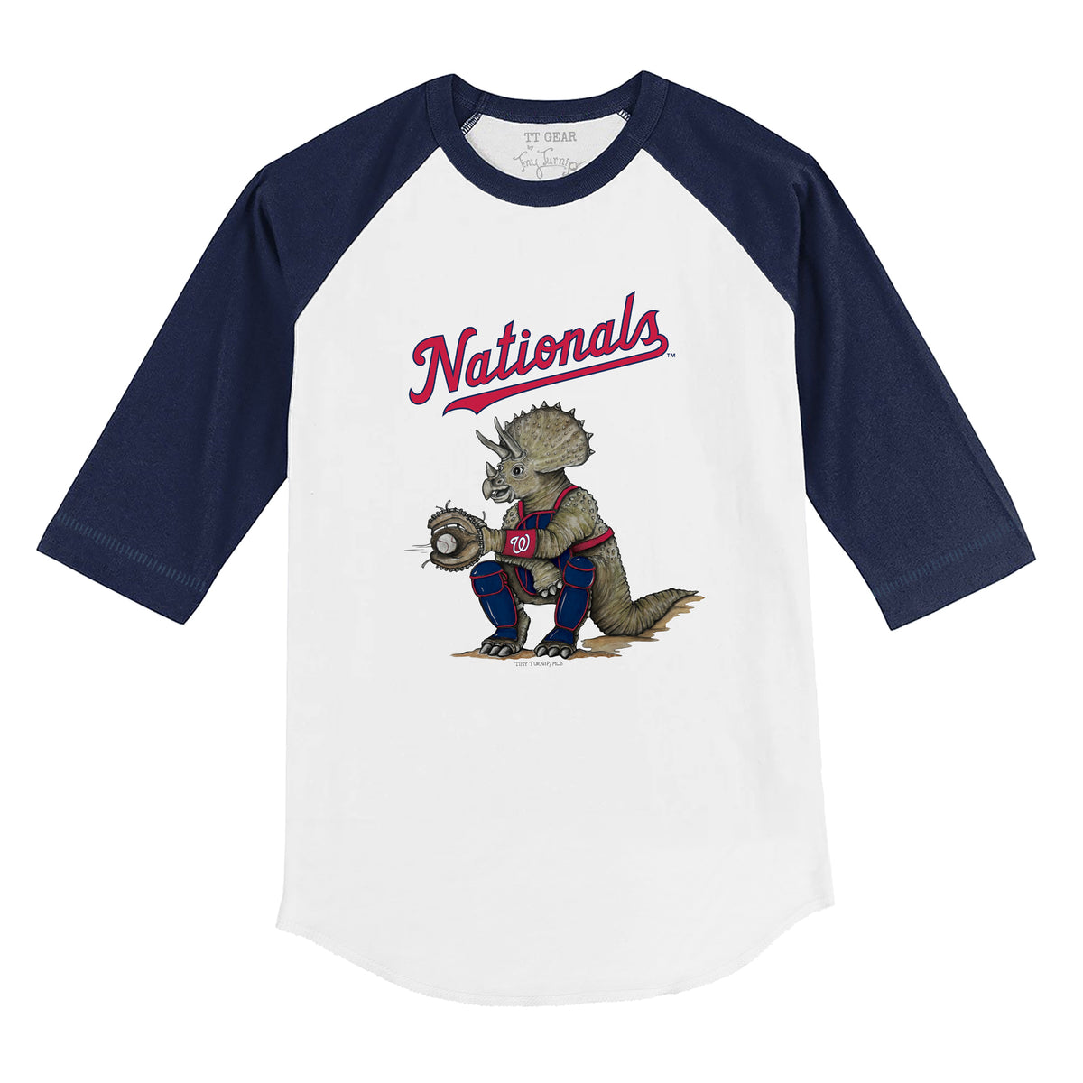 Washington Nationals Triceratops 3/4 Navy Blue Sleeve Raglan