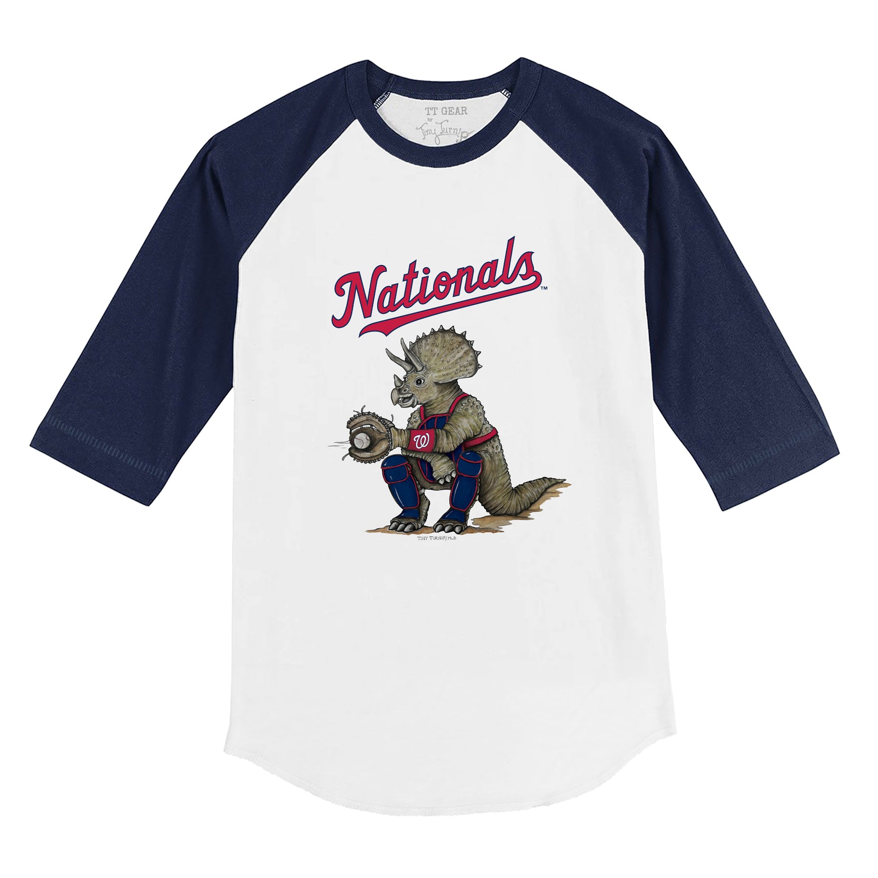 Washington Nationals Triceratops 3/4 Navy Blue Sleeve Raglan