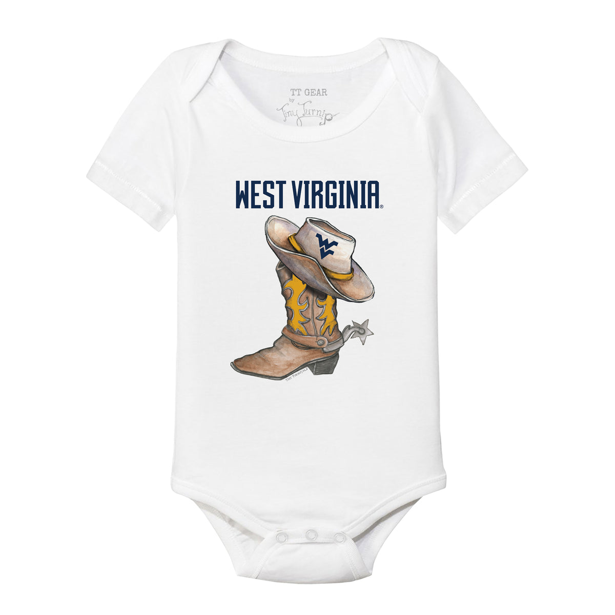 West Virginia Mountaineers Cowboy Boot Short Sleeve Snapper