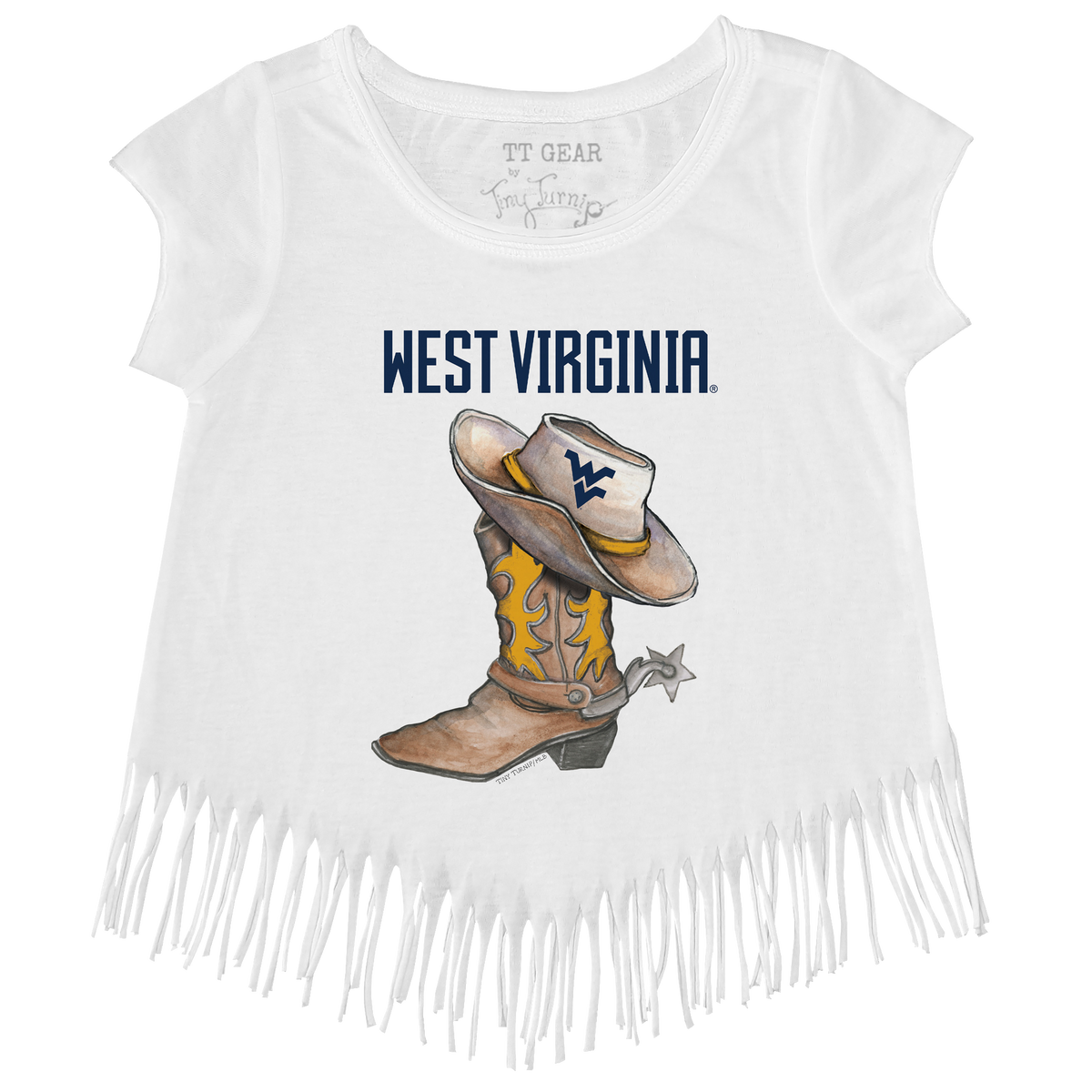 West Virginia Mountaineers Cowboy Boot Fringe Tee