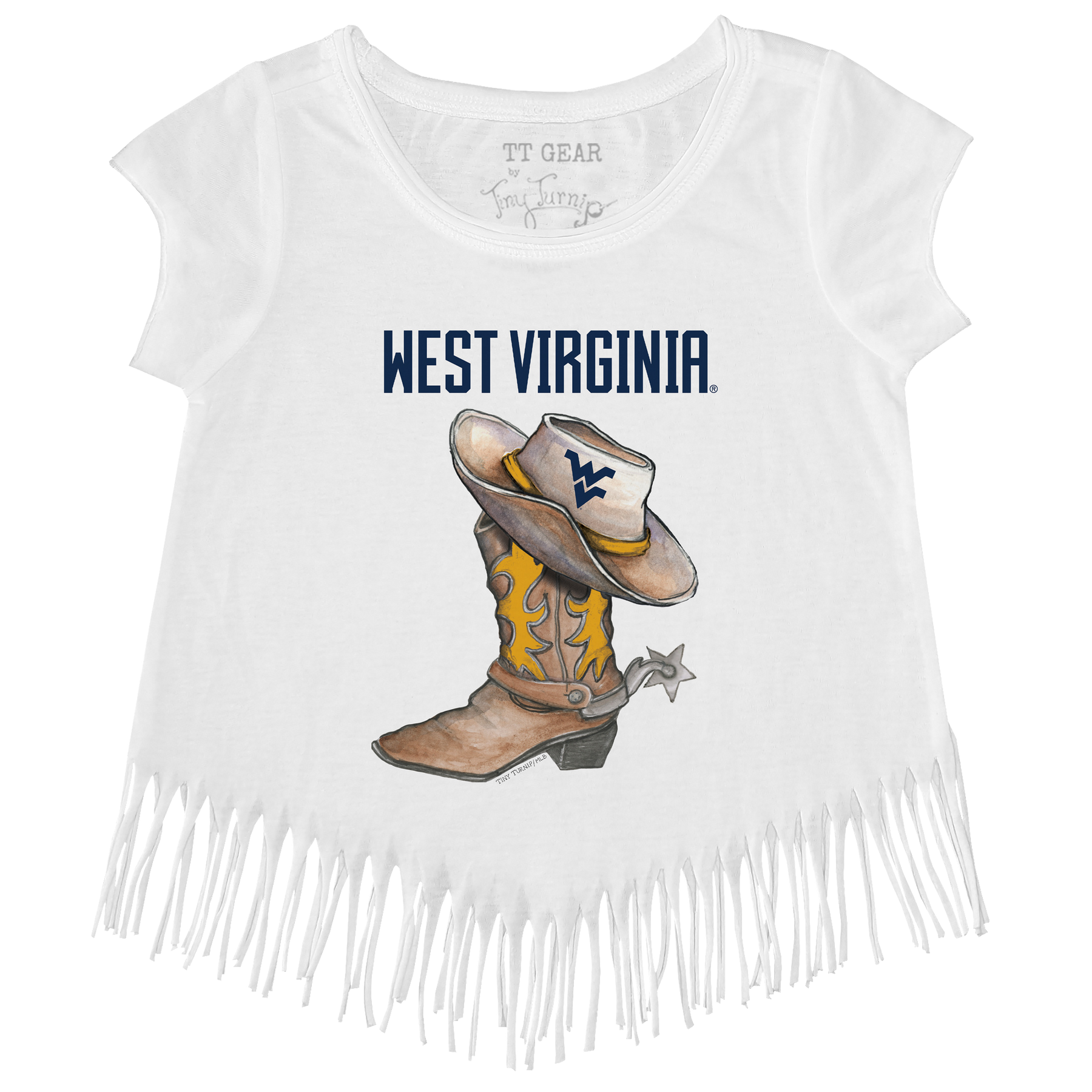 West Virginia Mountaineers Cowboy Boot Fringe Tee