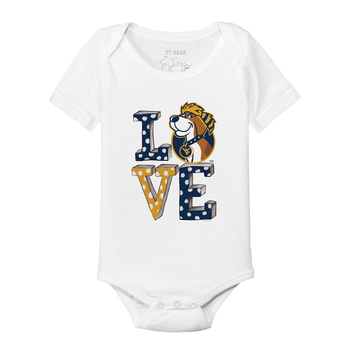 West Virginia Mountaineers LOVE Short Sleeve Snapper