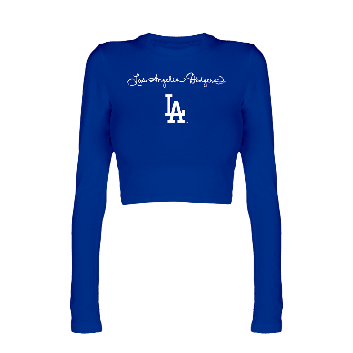 Los Angeles Dodgers Script Logo Candice Crop Long Sleeve
