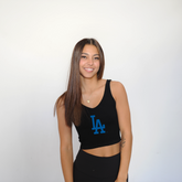 LA Dodgers Chelsea Freeman Black Crop Tank LA Logo
