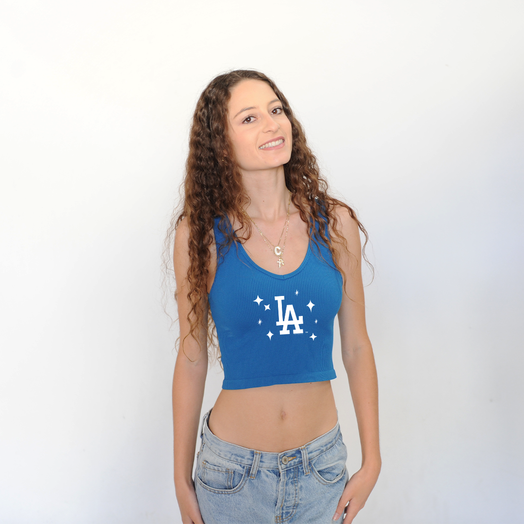 LA Dodgers Chelsea Freeman Twinkle Crop Tank– Tiny Turnip LA Dodgers Chelsea Freeman Twinkle Crop Tank– Tiny Turnip