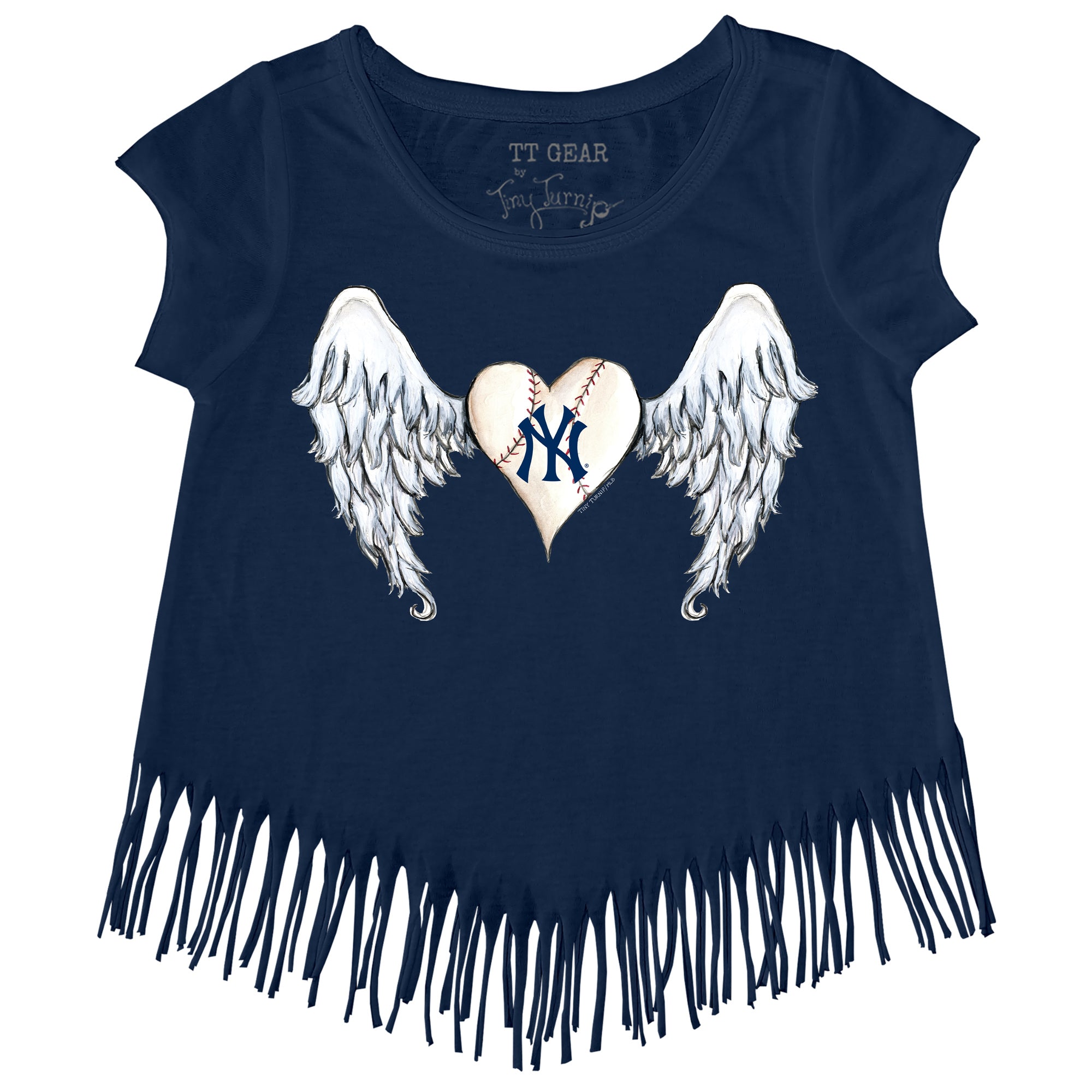 New York Yankees Angel Wings Fringe Tee Tiny Turnip