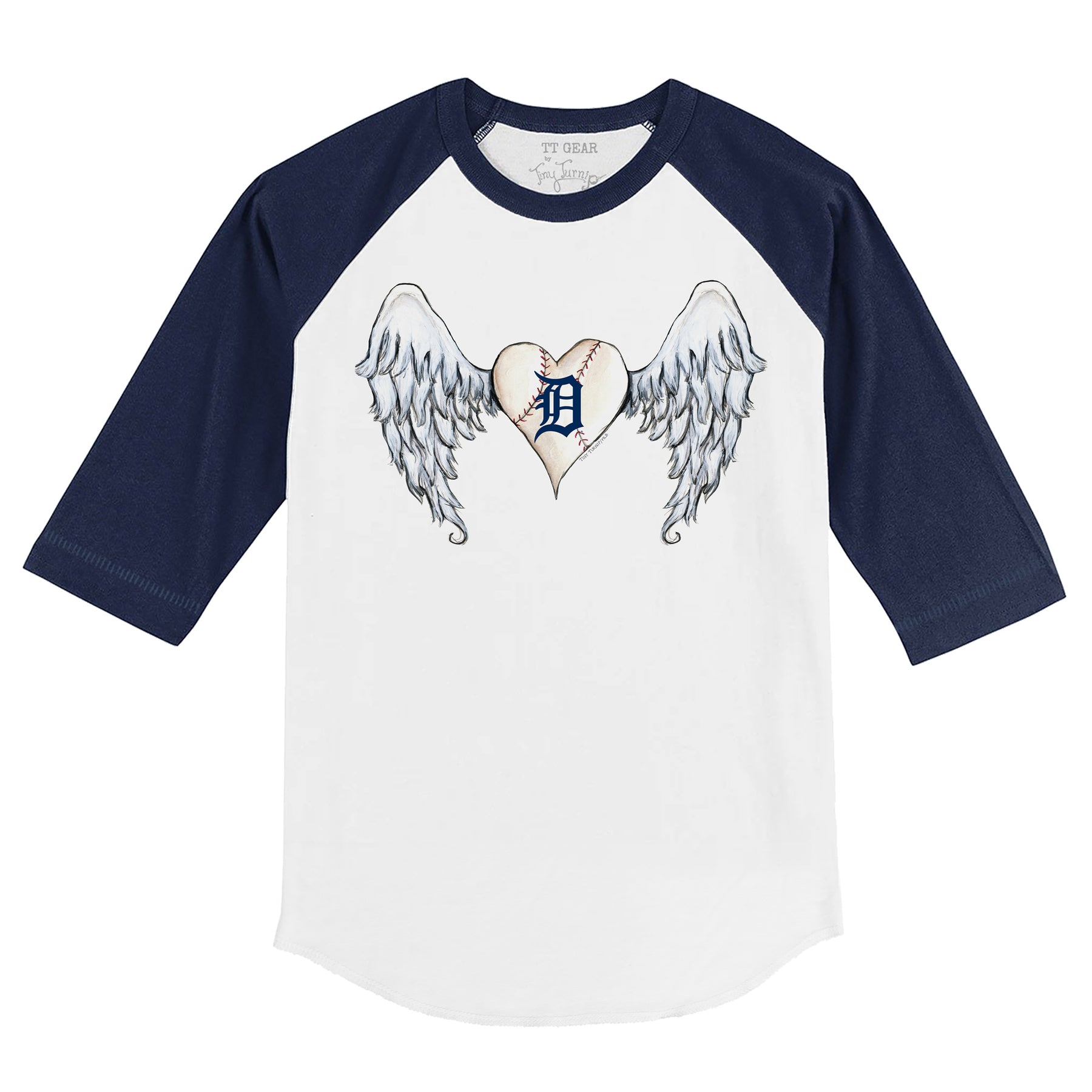 Detroit Tigers Angel Wings 3/4 Navy Blue Sleeve Raglan