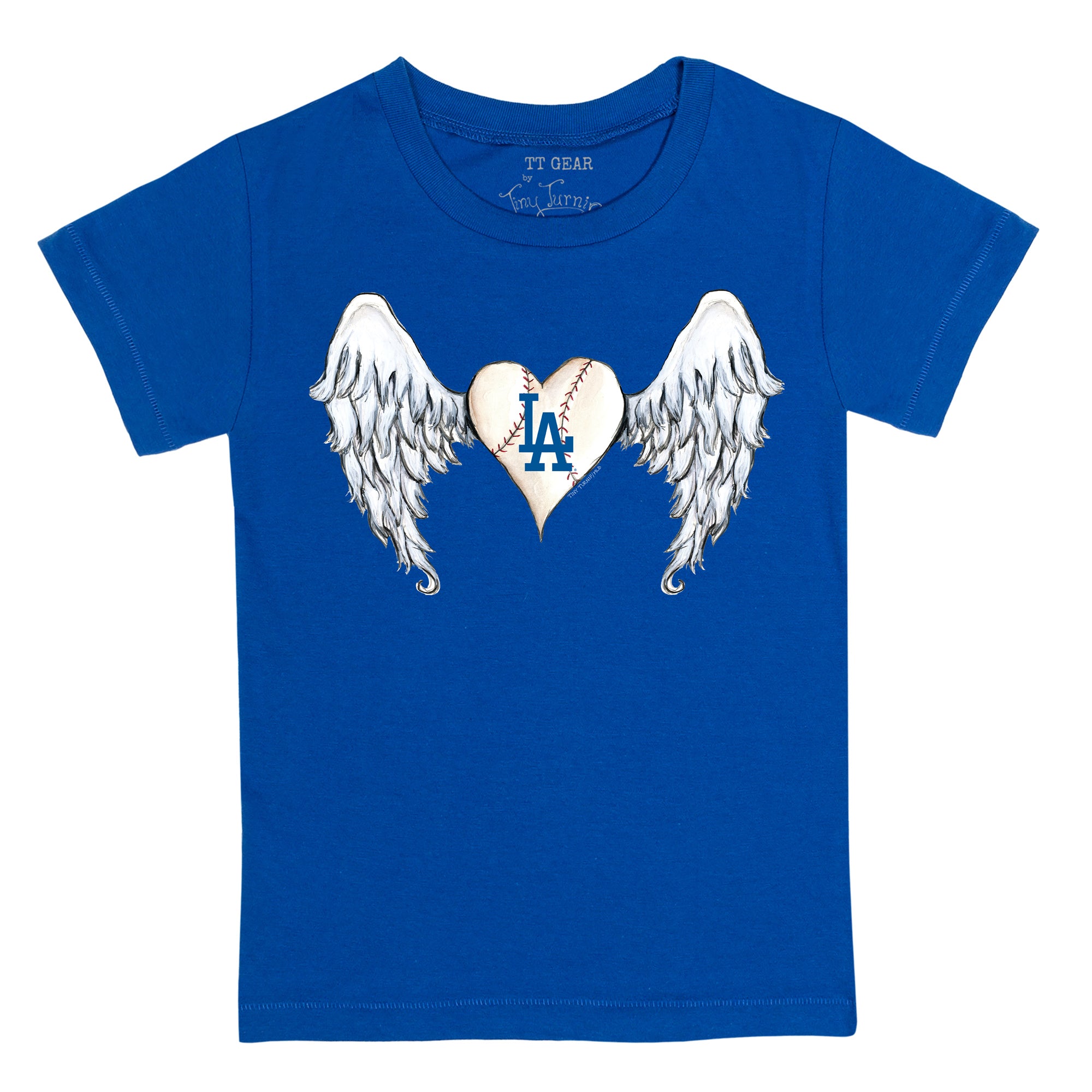 Women's Tiny Turnip White Los Angeles Dodgers Angel Wings T-Shirt Size: Extra Small