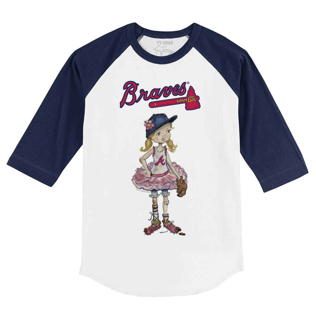 Atlanta Braves Babes 3/4 Navy Blue Sleeve Raglan