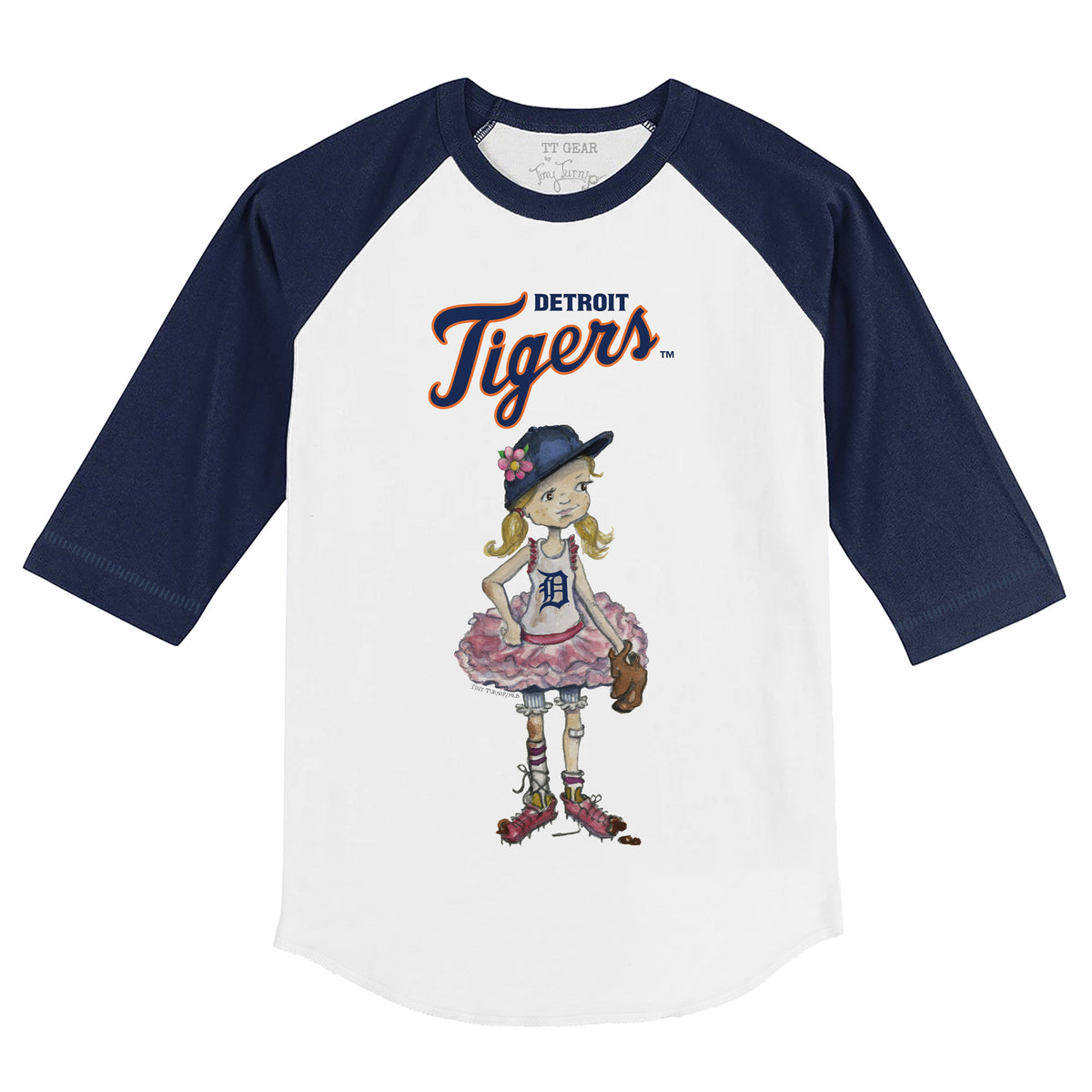 Detroit Tigers Babes 3/4 Navy Blue Sleeve Raglan