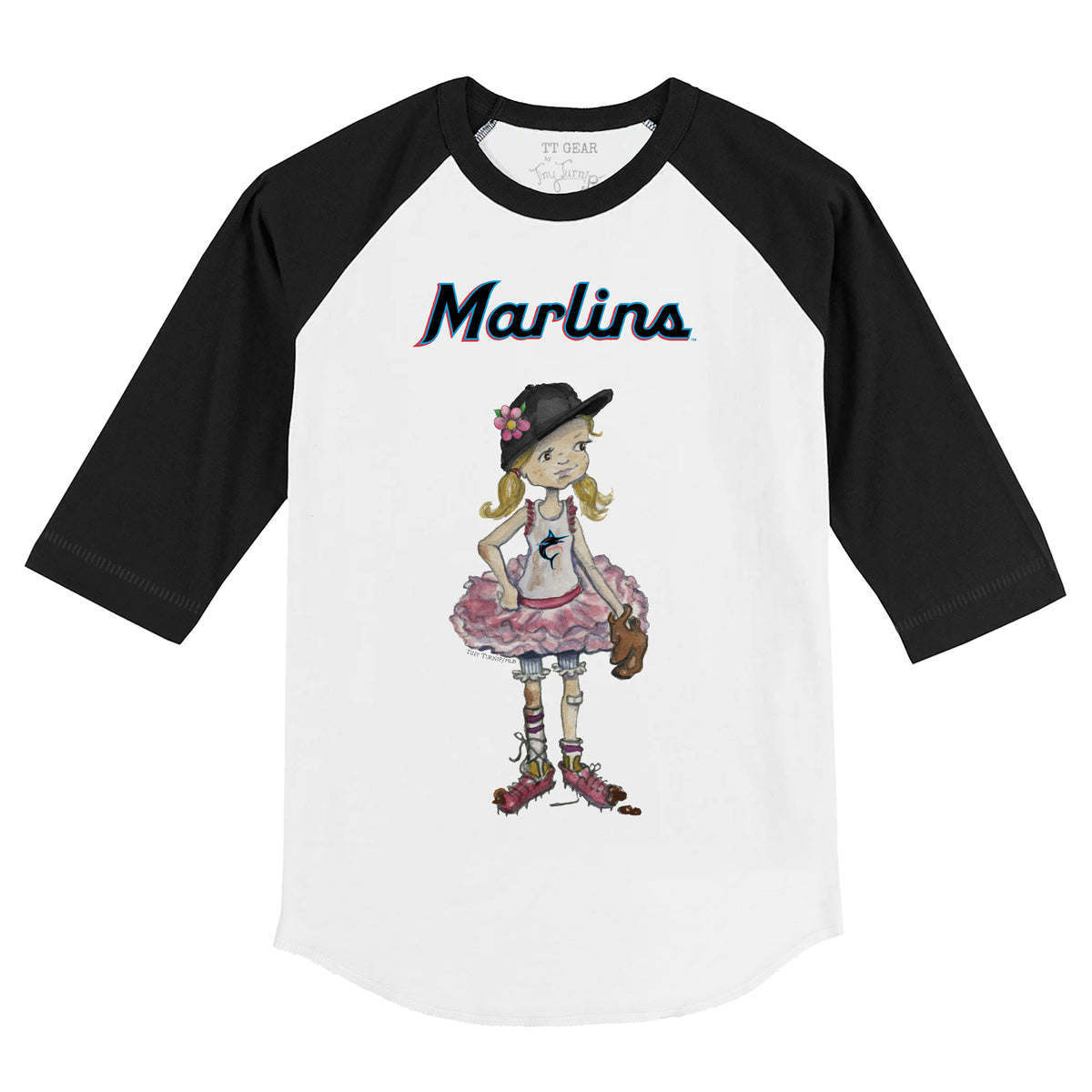 Miami Marlins Babes 3/4 Black Sleeve Raglan