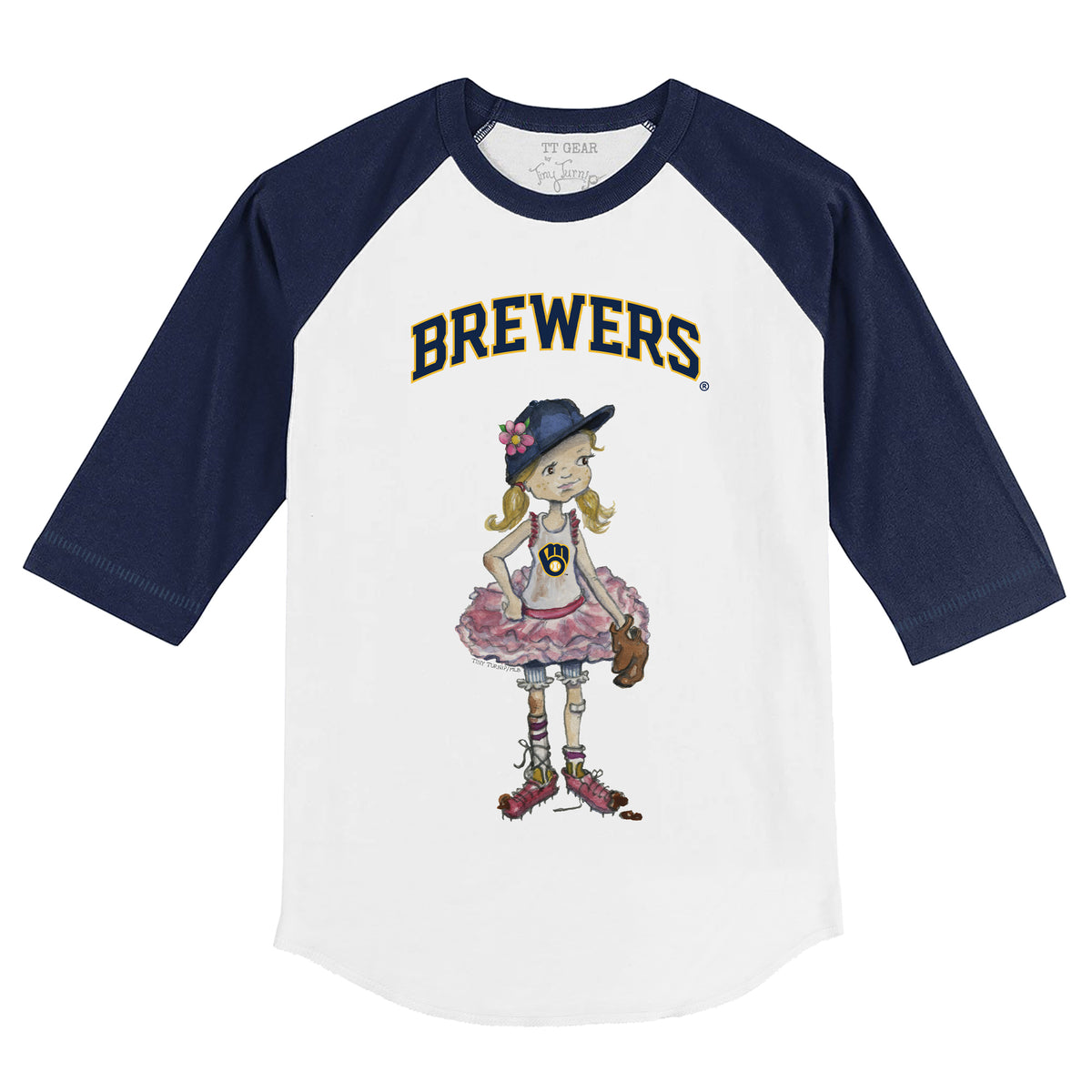 Milwaukee Brewers Babes 3/4 Navy Blue Sleeve Raglan