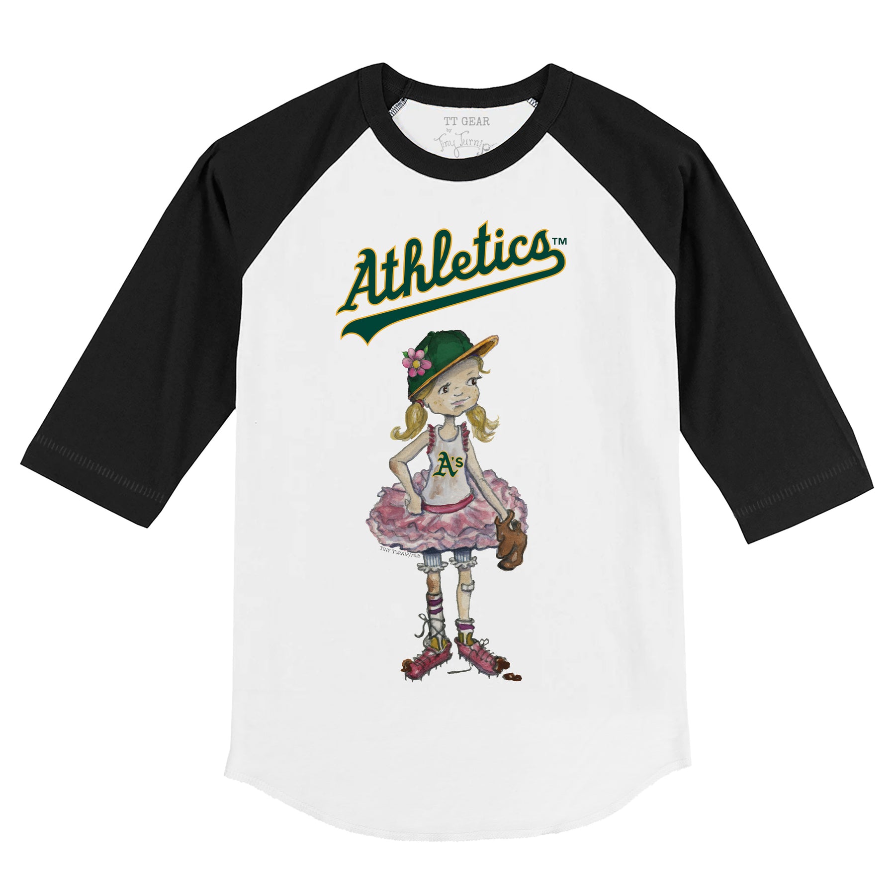 Oakland Athletics Babes 3/4 Black Sleeve Raglan