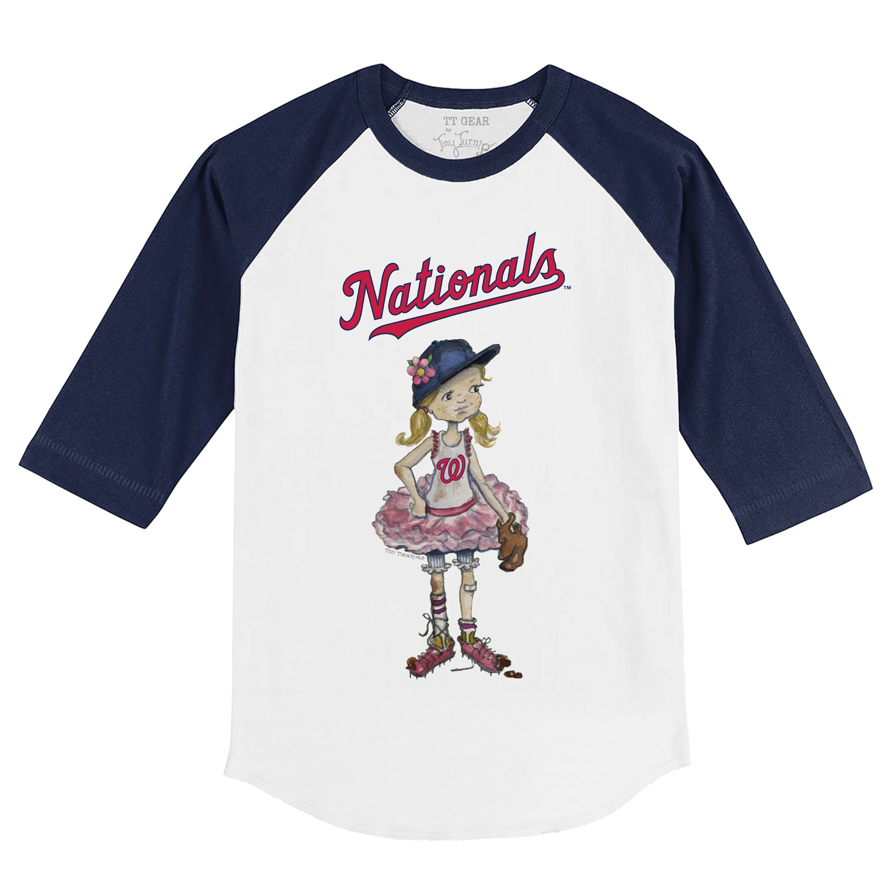 Washington Nationals Babes 3/4 Navy Blue Sleeve Raglan
