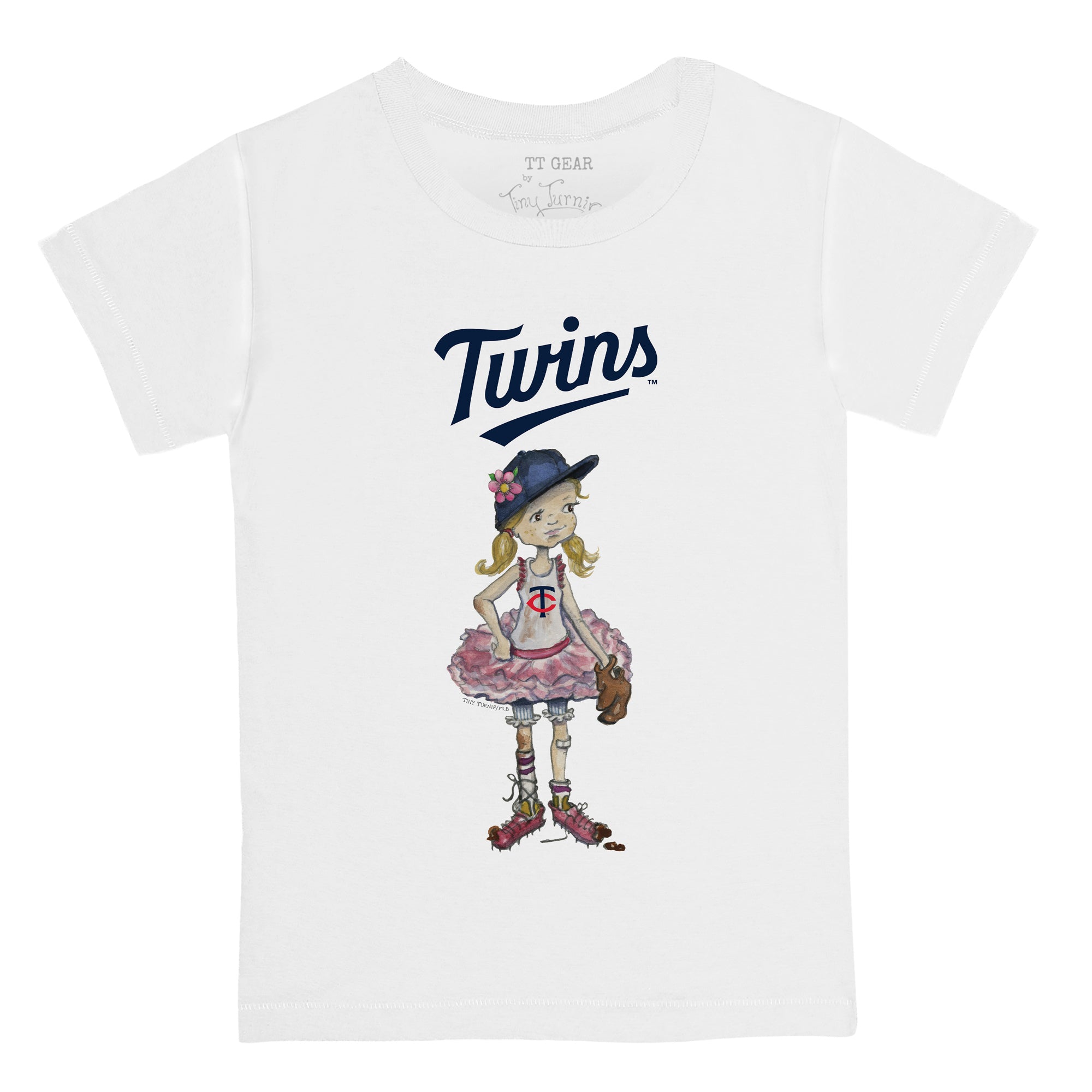 Girls Youth Tiny Turnip White Minnesota Twins State Outline Fringe T-Shirt Size: Small