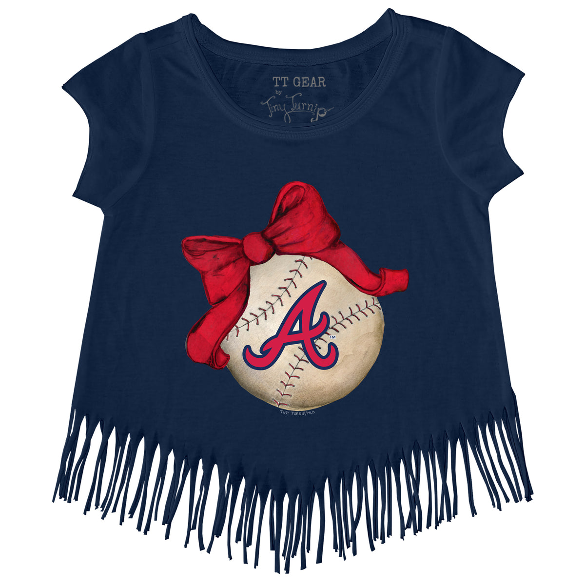 Atlanta Braves Baseball Bow Fringe Tee