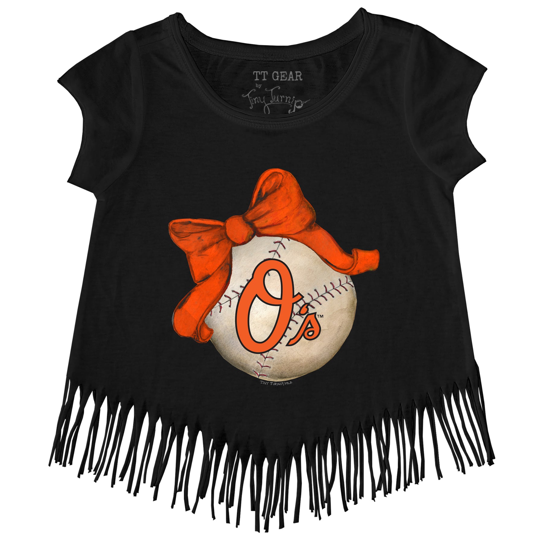 Baltimore Orioles Baseball Bow Fringe Tee
