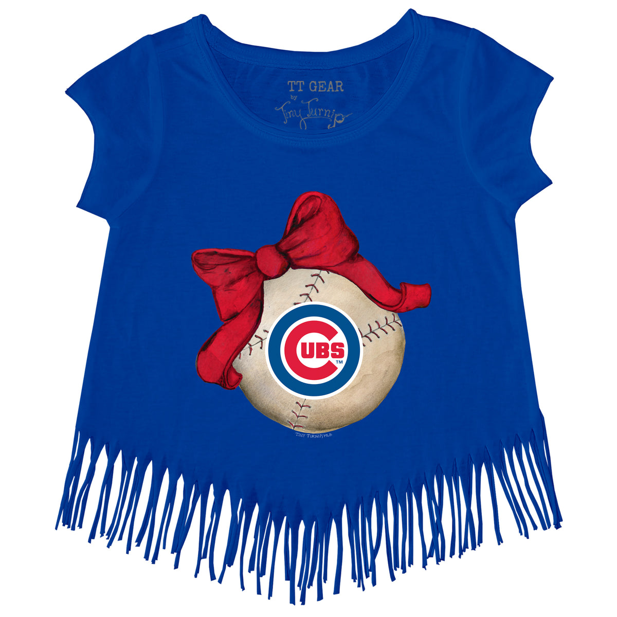 Chicago Cubs Baseball Bow Fringe Tee