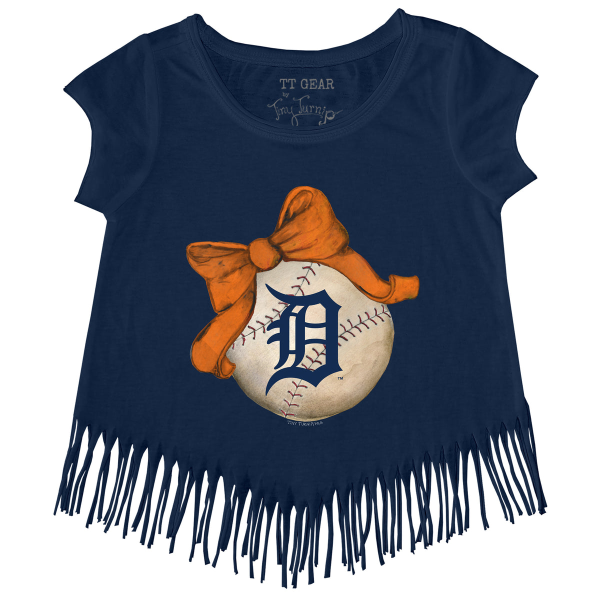 Detroit Tigers Baseball Bow Fringe Tee
