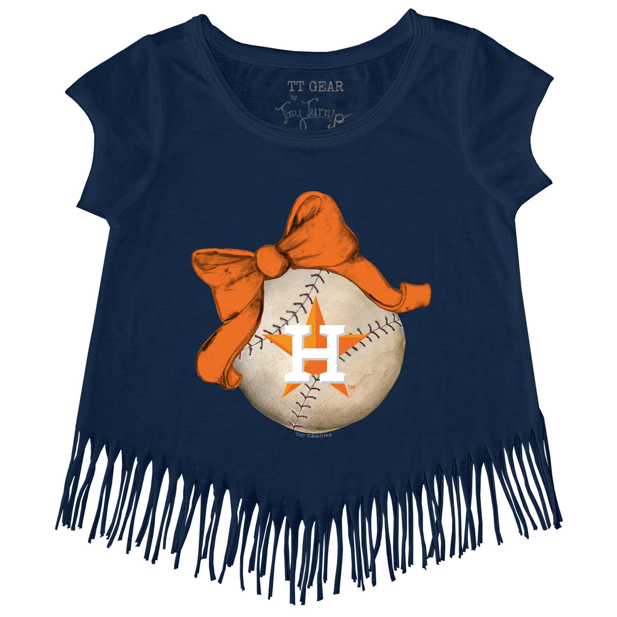 Houston Astros Baseball Bow Fringe Tee