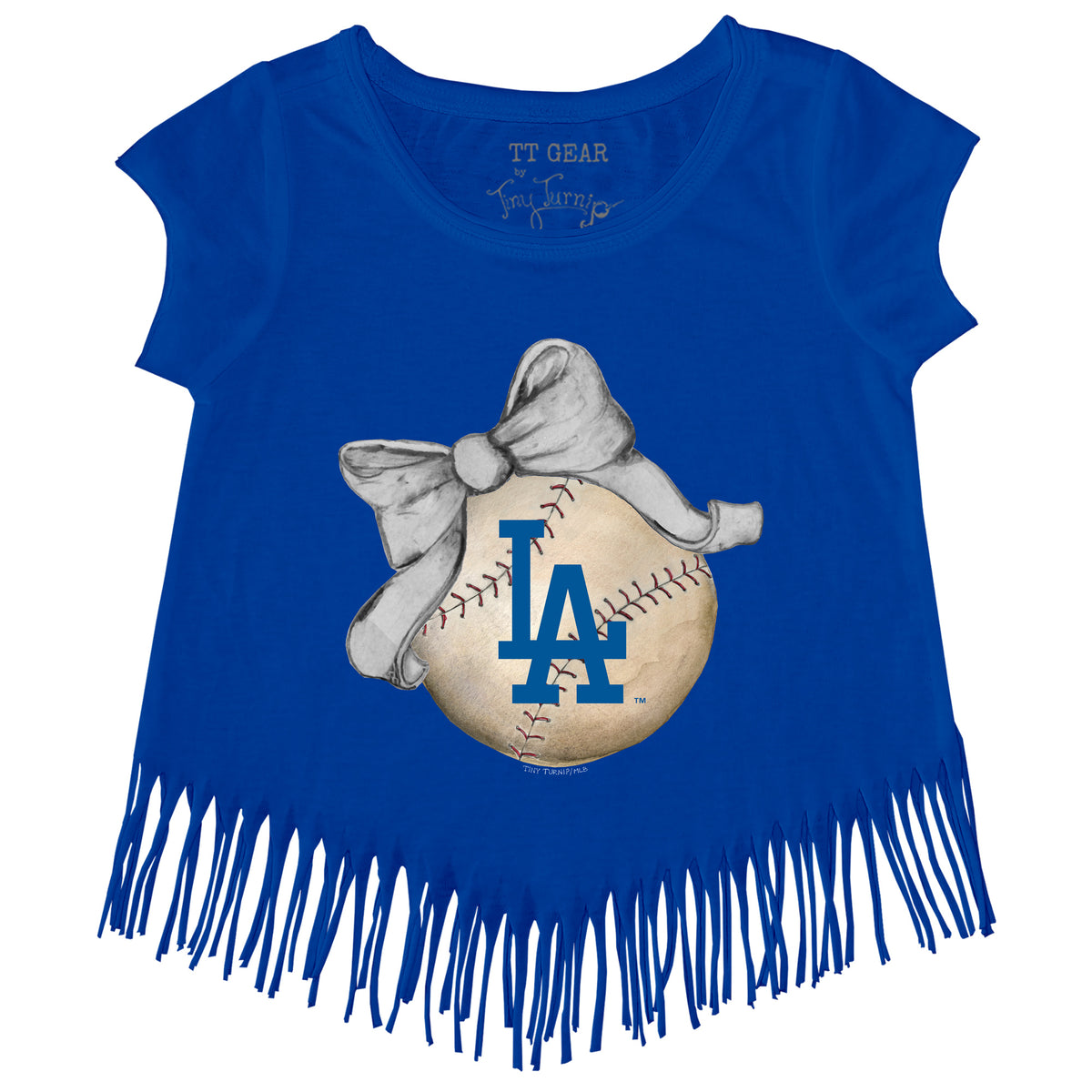 Los Angeles Dodgers Baseball Bow Fringe Tee