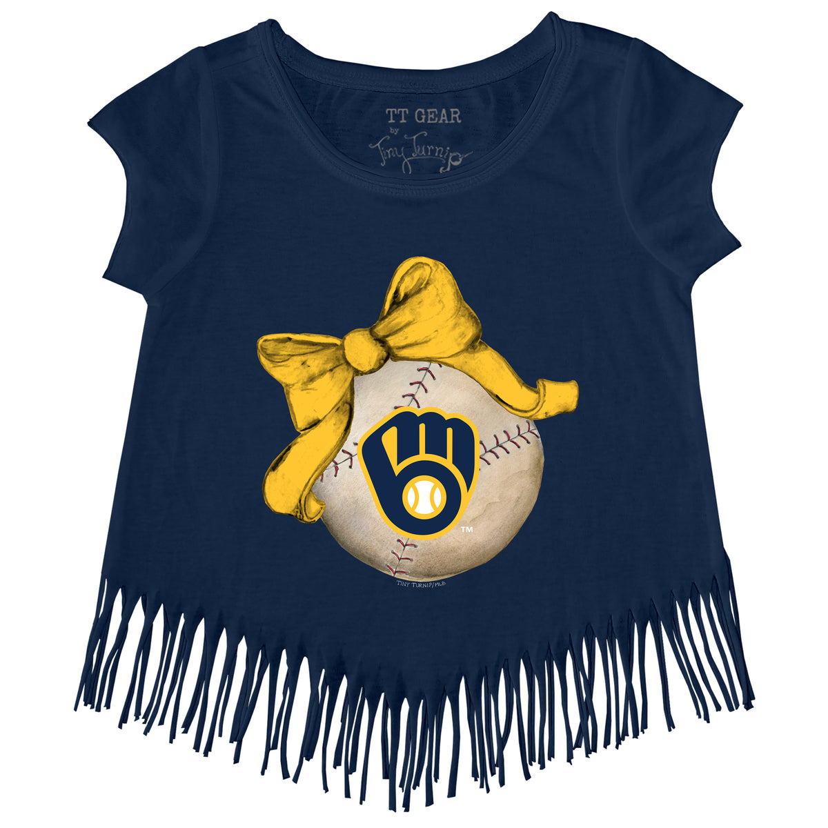 Milwaukee Brewers Baseball Bow Fringe Tee