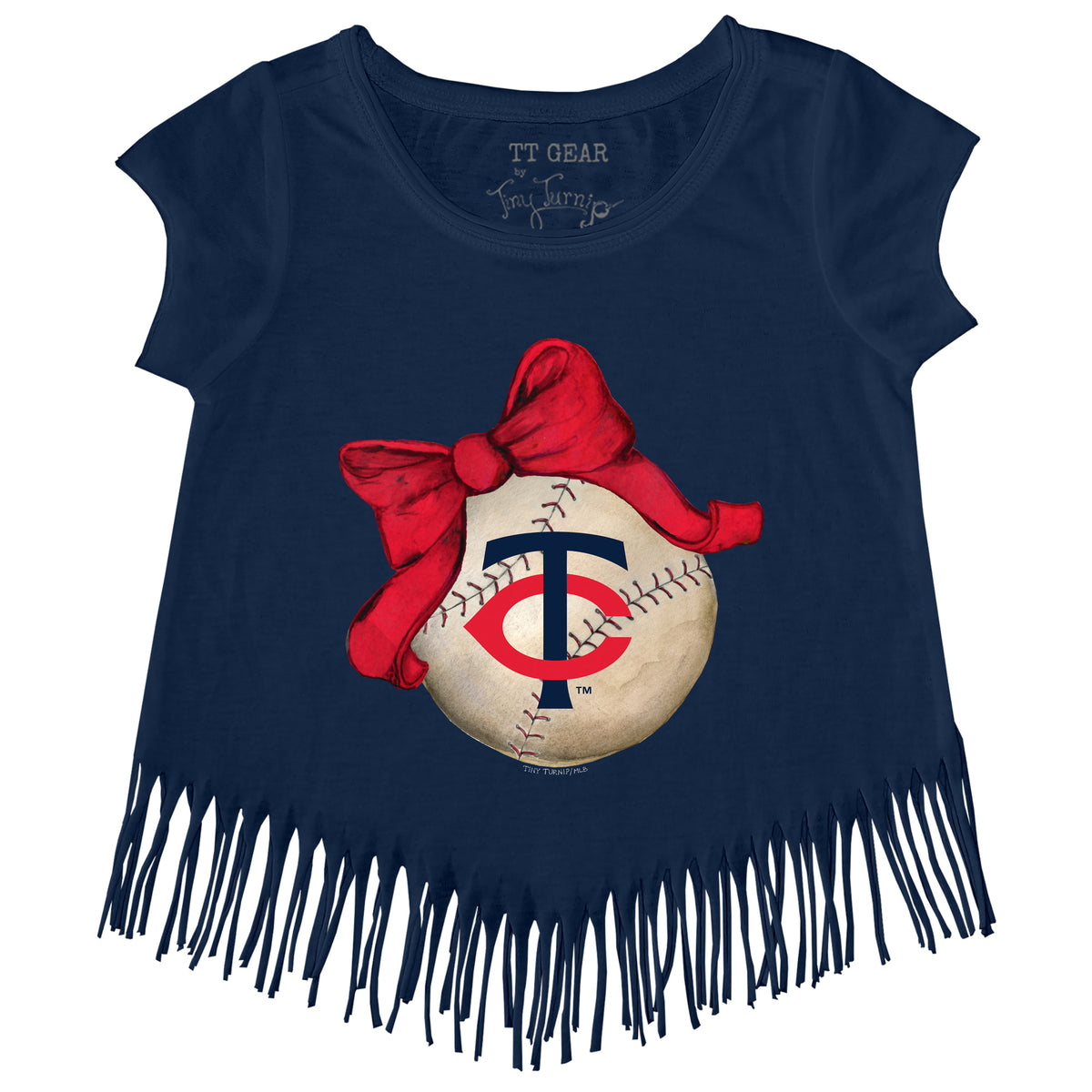 Minnesota Twins Baseball Bow Fringe Tee