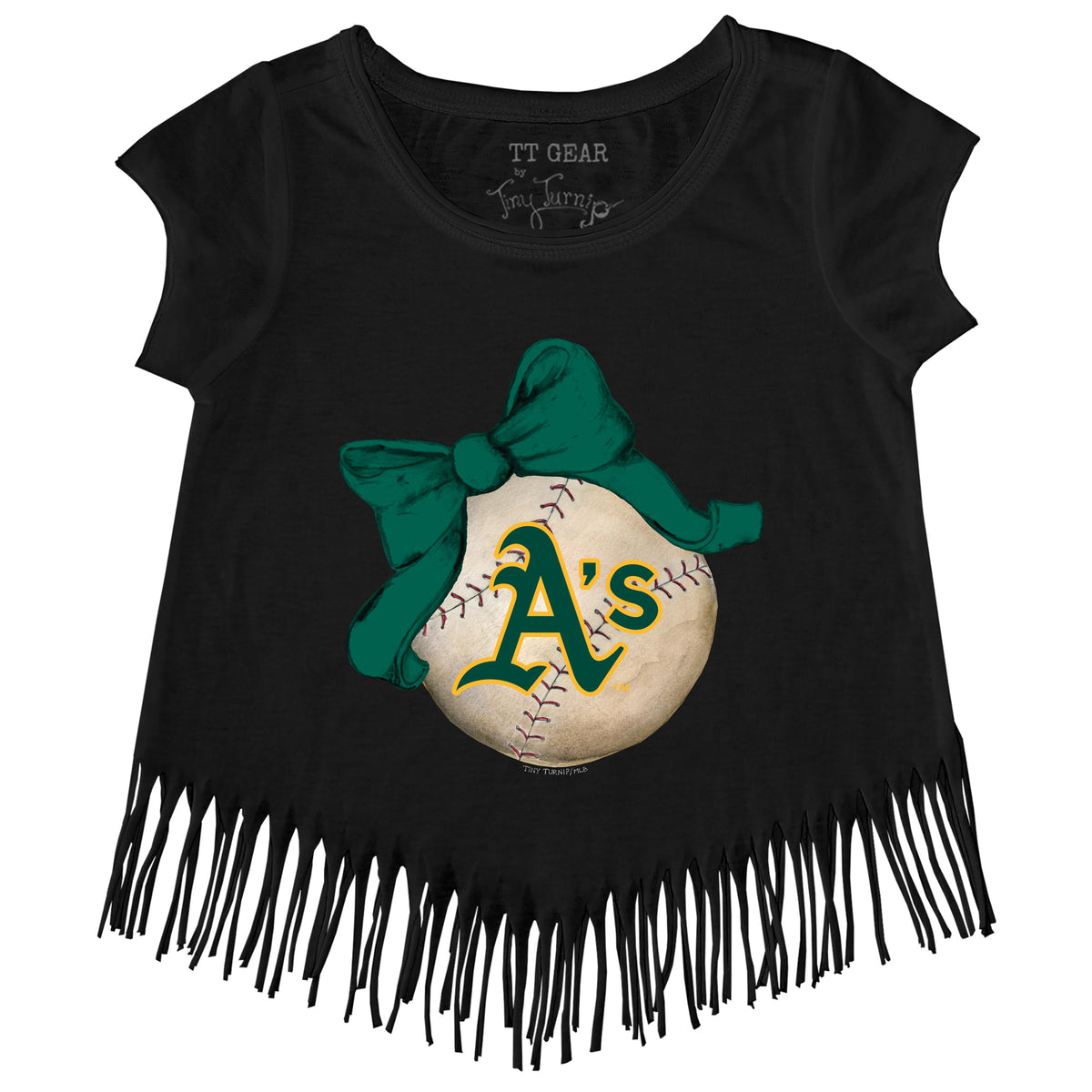 Oakland Athletics Baseball Bow Fringe Tee