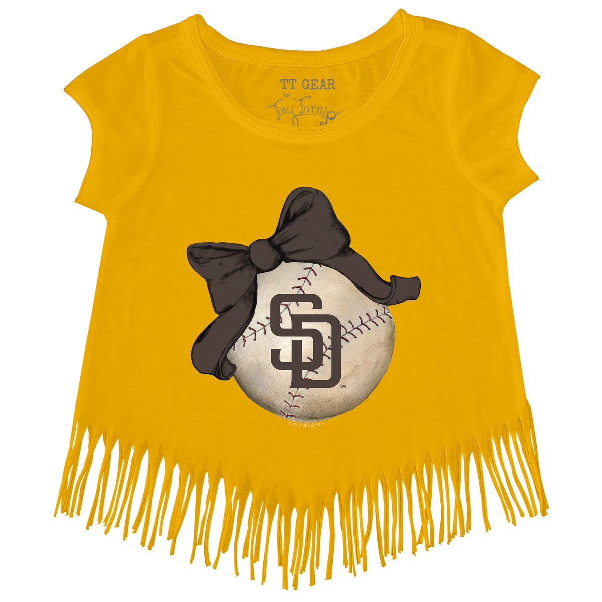San Diego Padres Baseball Bow Fringe Tee