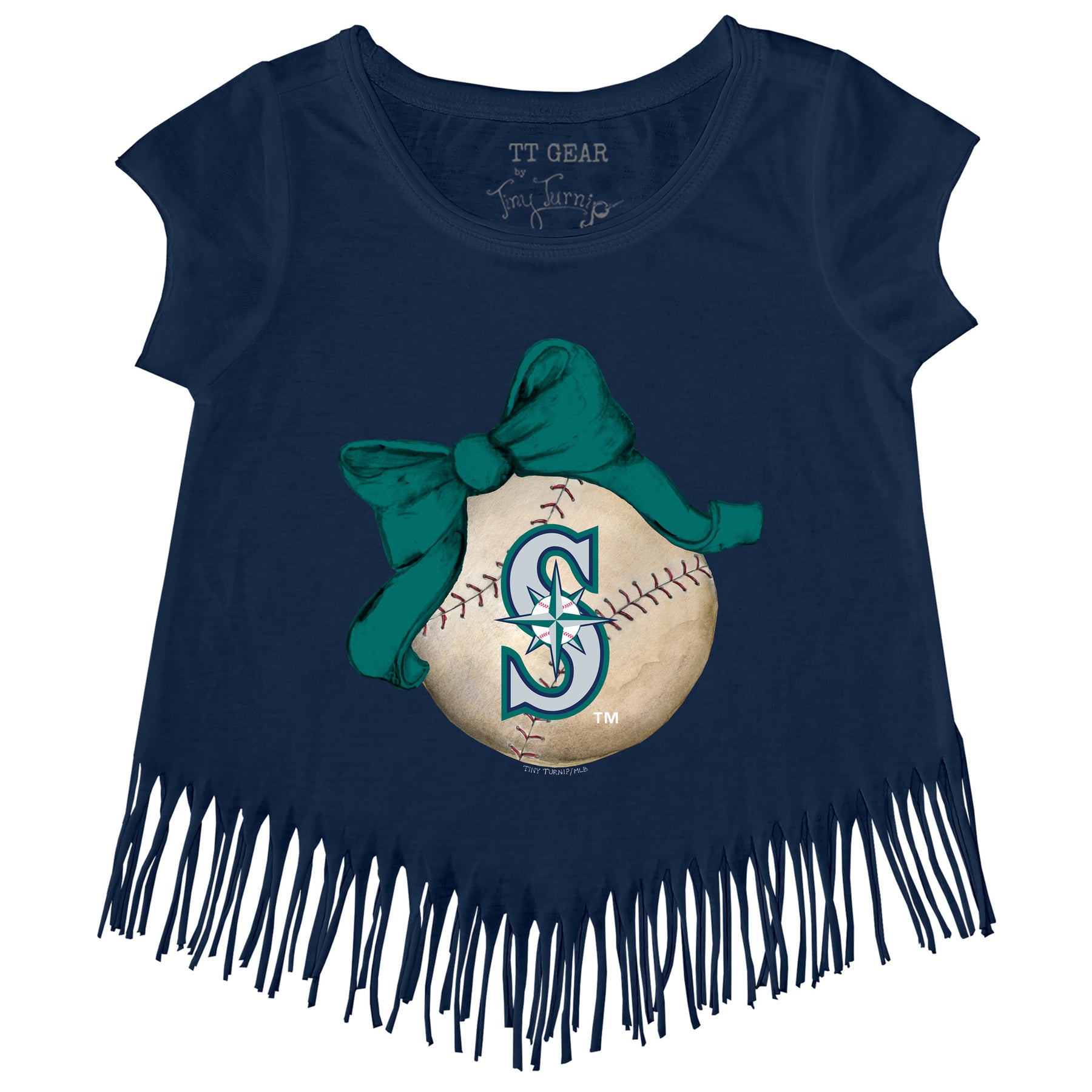 Seattle Mariners Baseball Bow Fringe Tee