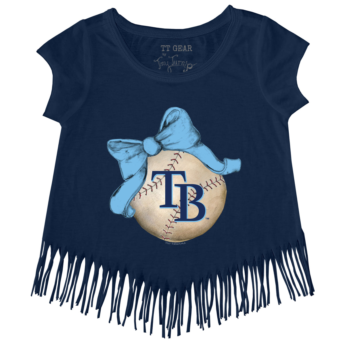Tampa Bay Rays Baseball Bow Fringe Tee