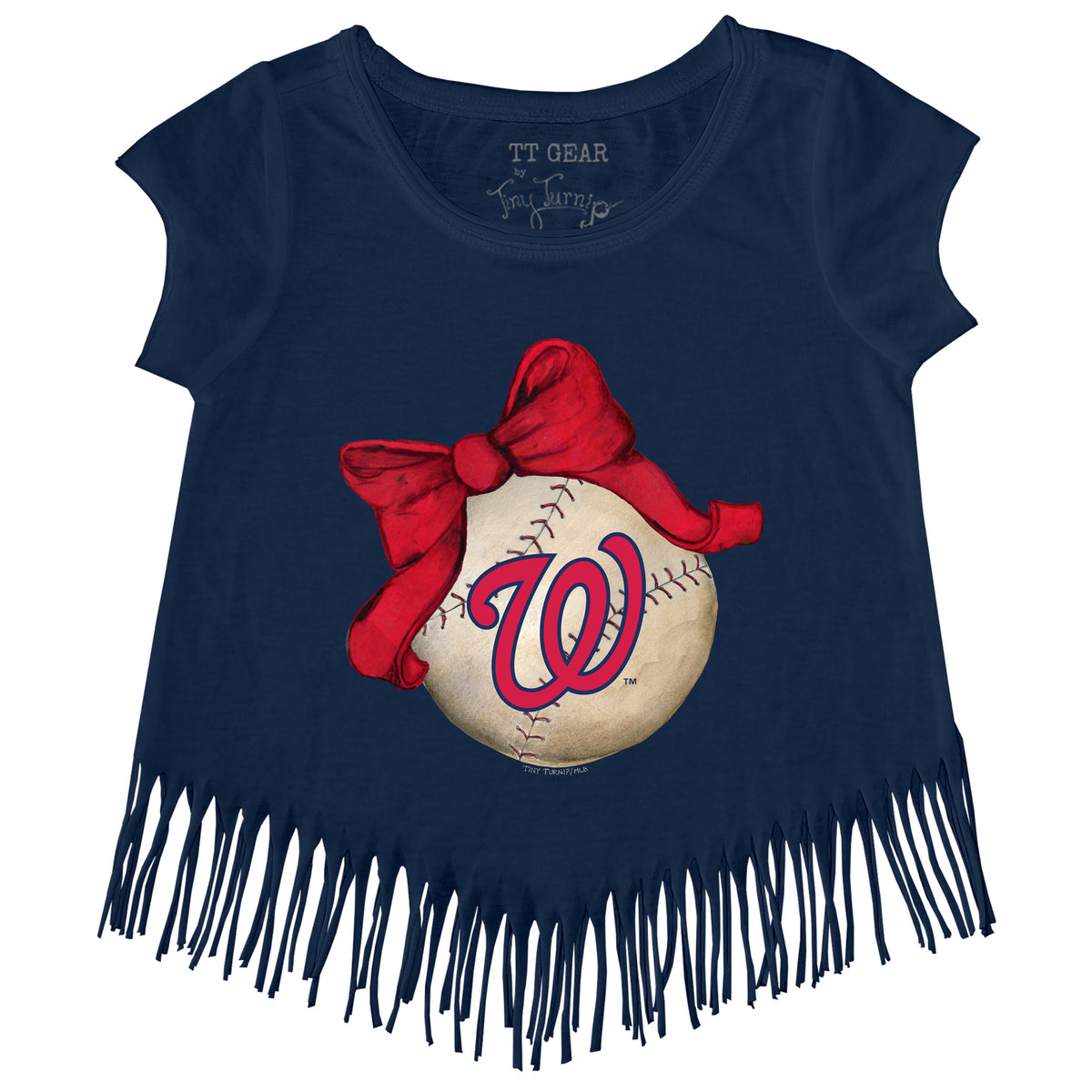 Washington Nationals Baseball Bow Fringe Tee