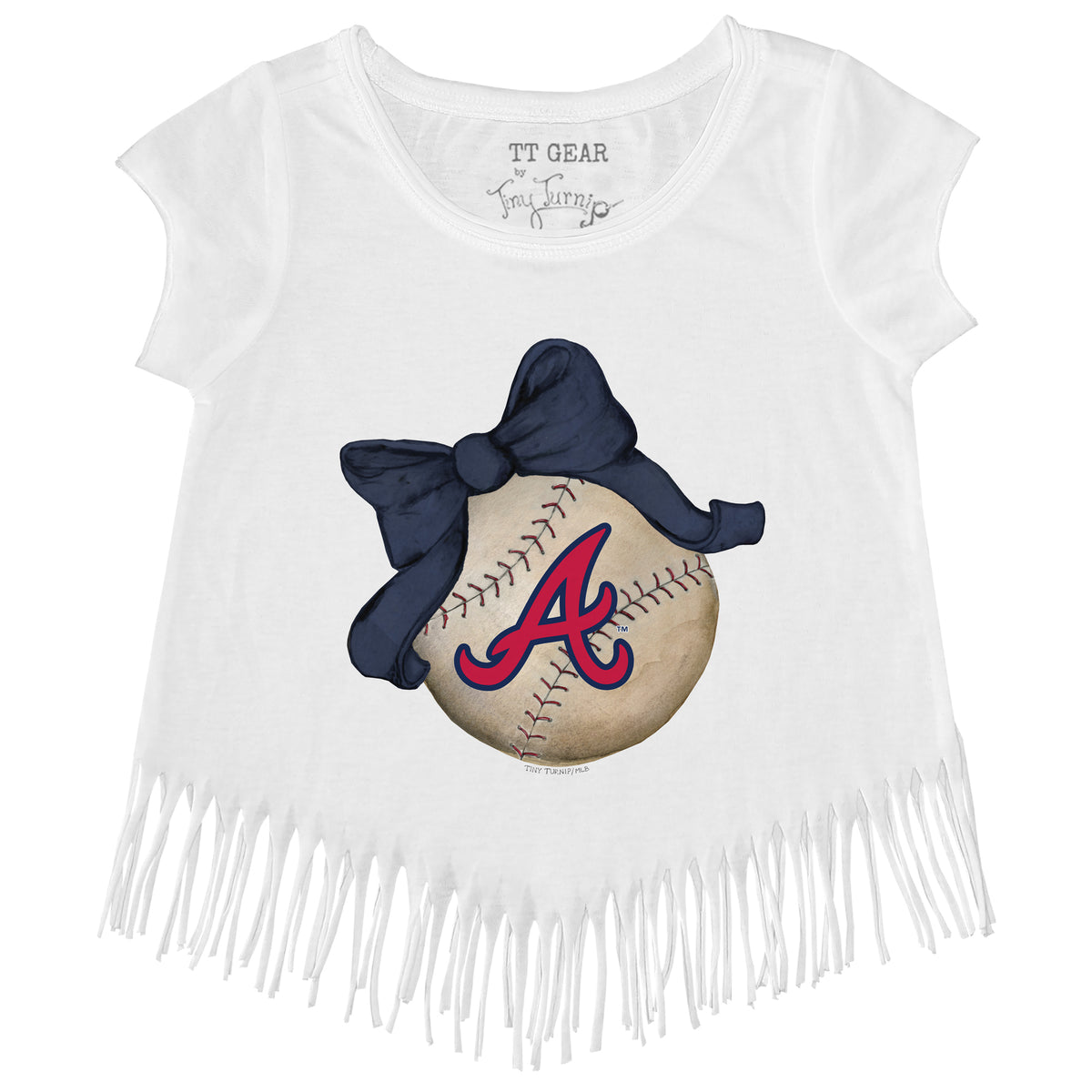 Atlanta Braves Baseball Bow Fringe Tee