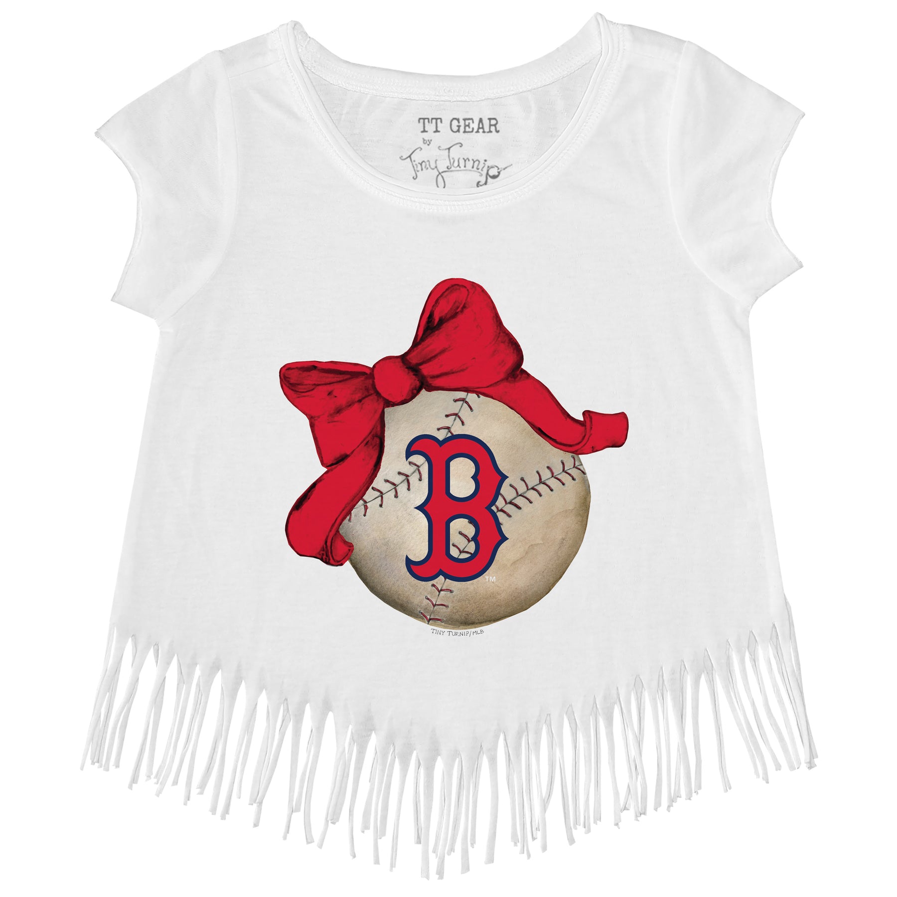 Boston Red Sox Baseball Bow Fringe Tee