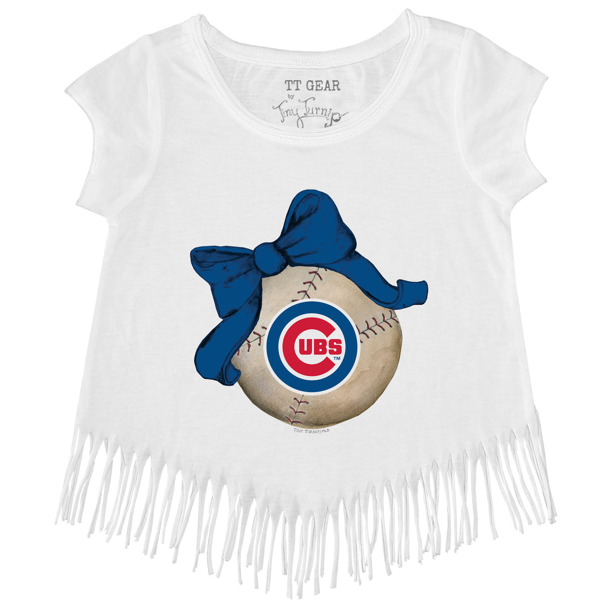 Chicago Cubs Baseball Bow Fringe Tee
