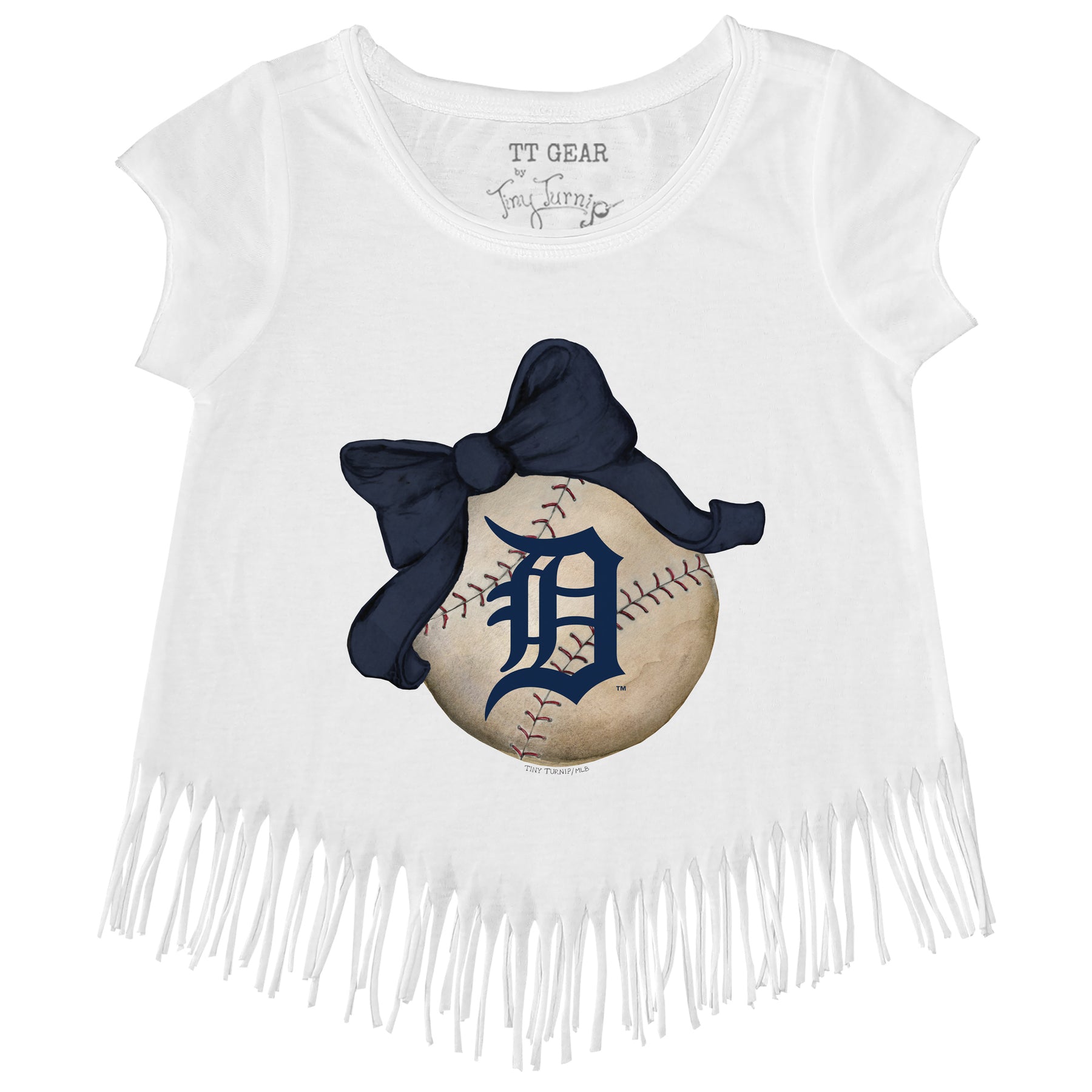 Detroit Tigers Baseball Bow Fringe Tee