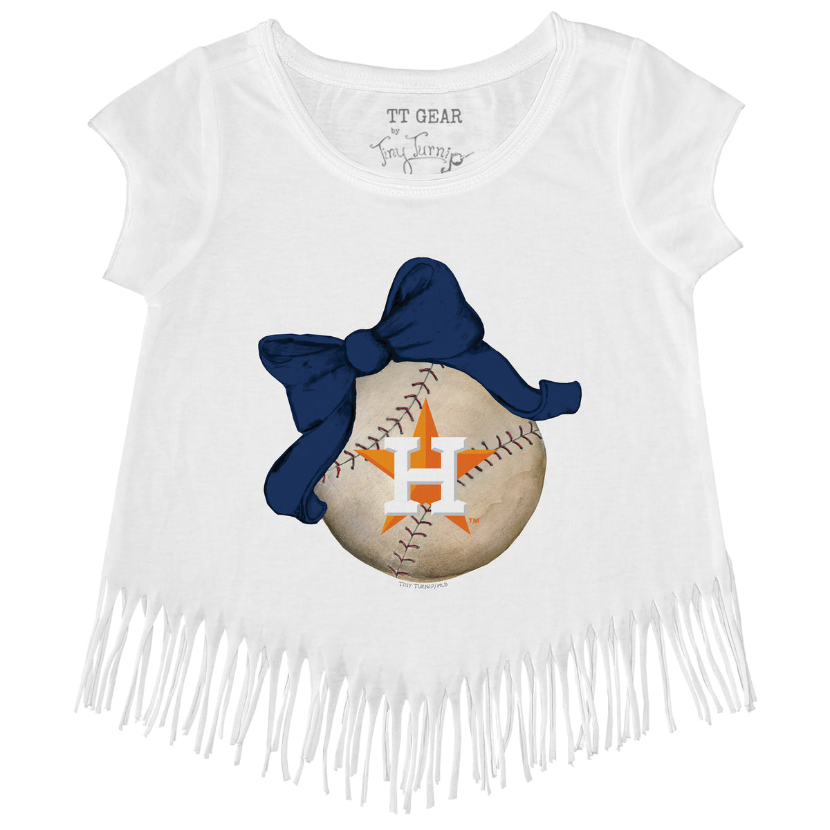 Houston Astros Baseball Bow Fringe Tee