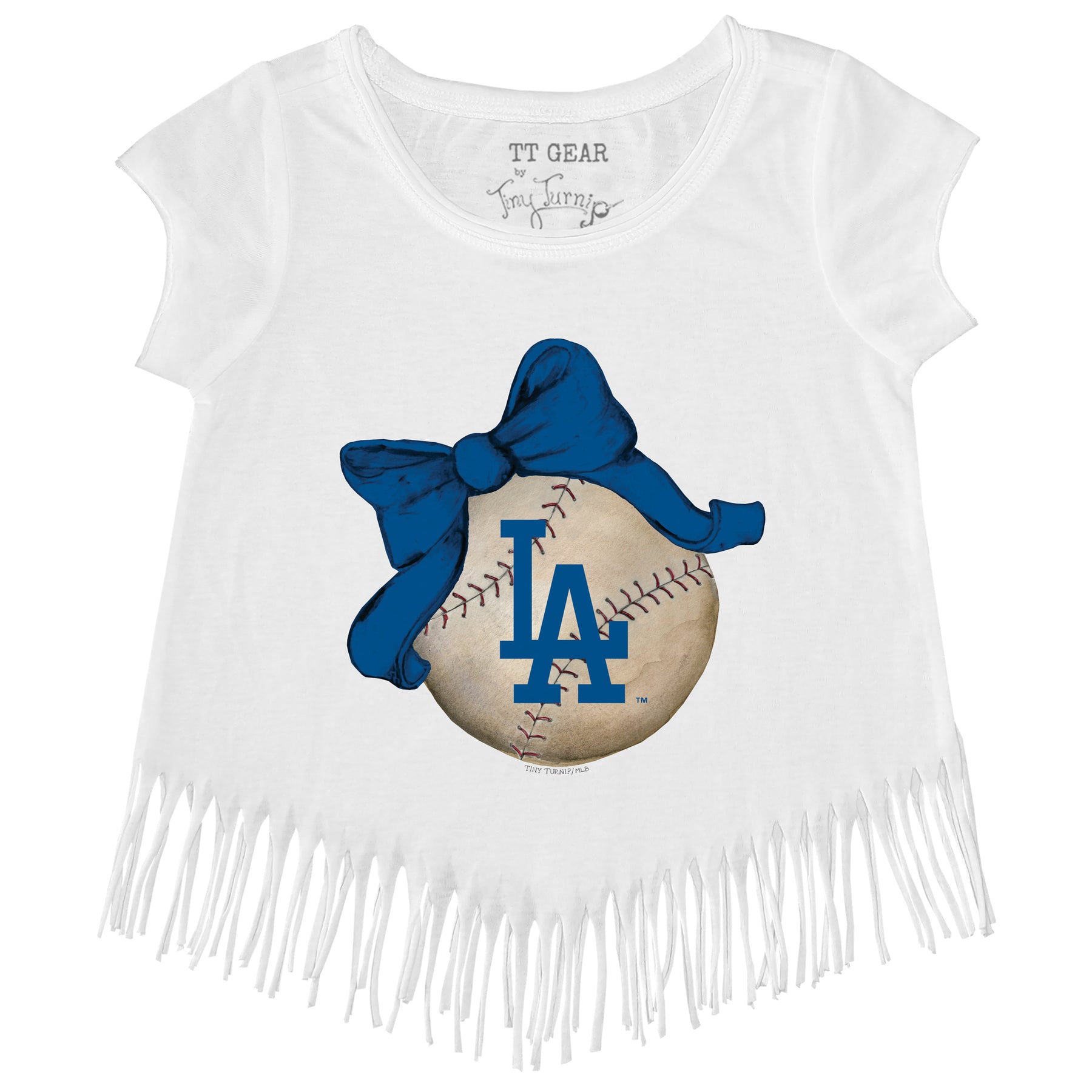 Los Angeles Dodgers Baseball Bow Fringe Tee