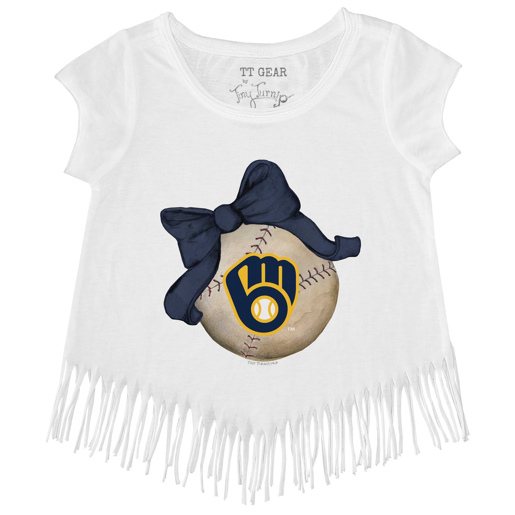 Milwaukee Brewers Baseball Bow Fringe Tee