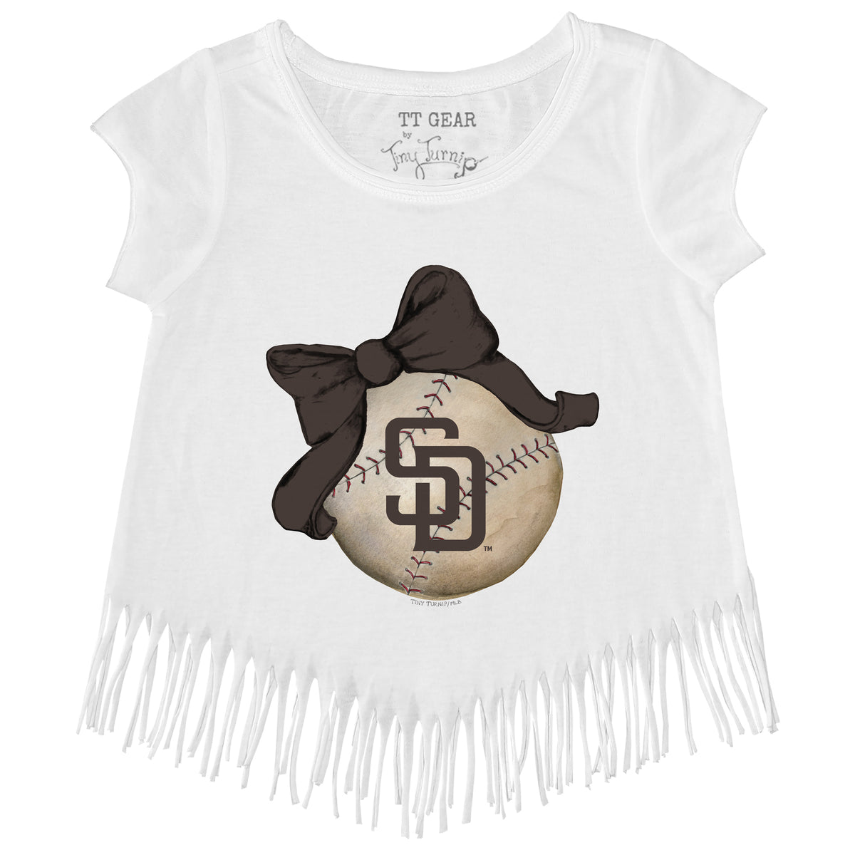 San Diego Padres Baseball Bow Fringe Tee