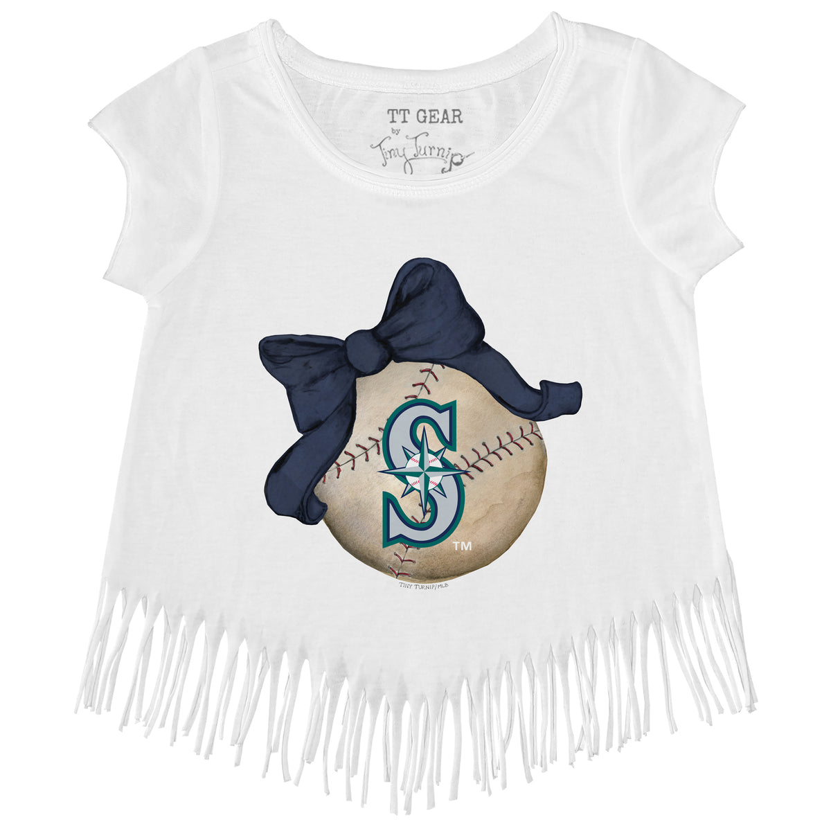 Seattle Mariners Baseball Bow Fringe Tee