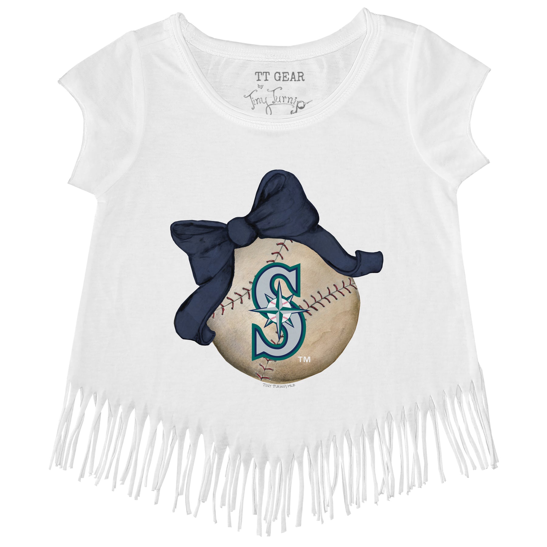 Seattle Mariners Baseball Bow Fringe Tee