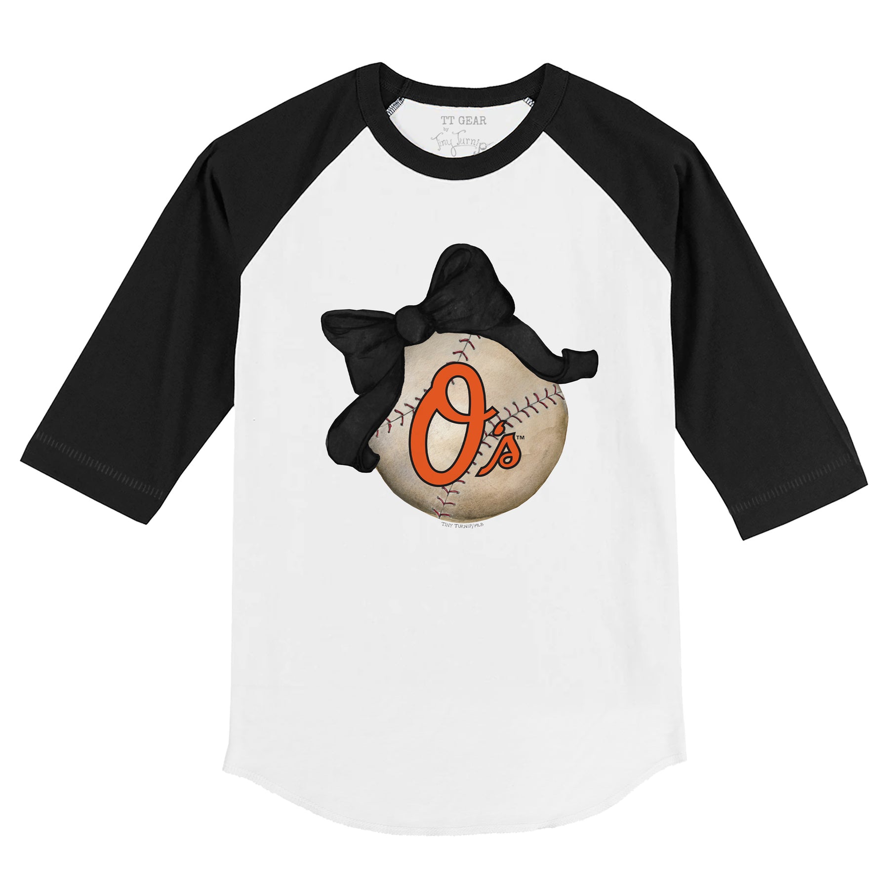 Baltimore Orioles Baseball Bow 3/4 Black Sleeve Raglan